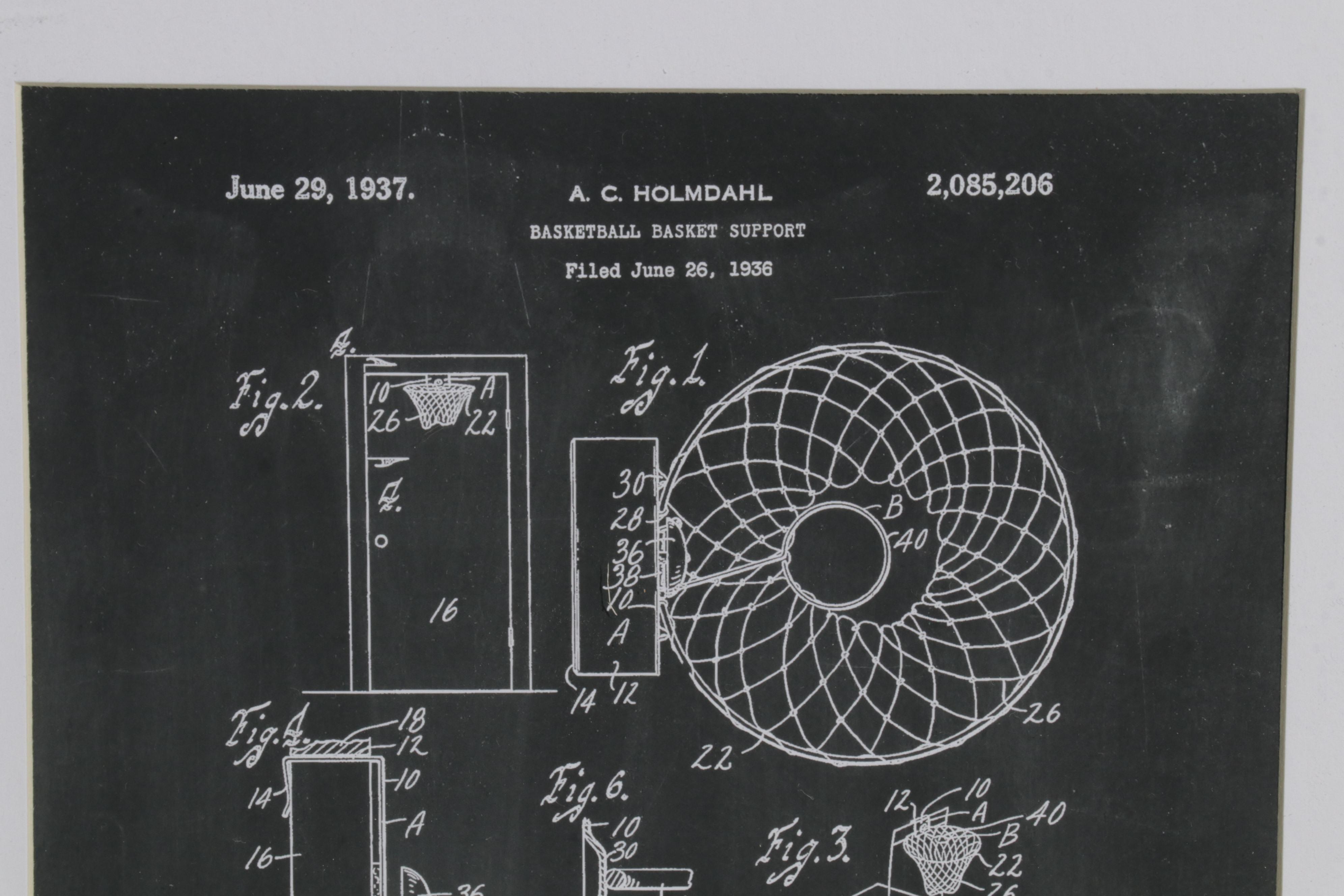 Baseball and Basketball Patent Diagram Giclées, 21st Century