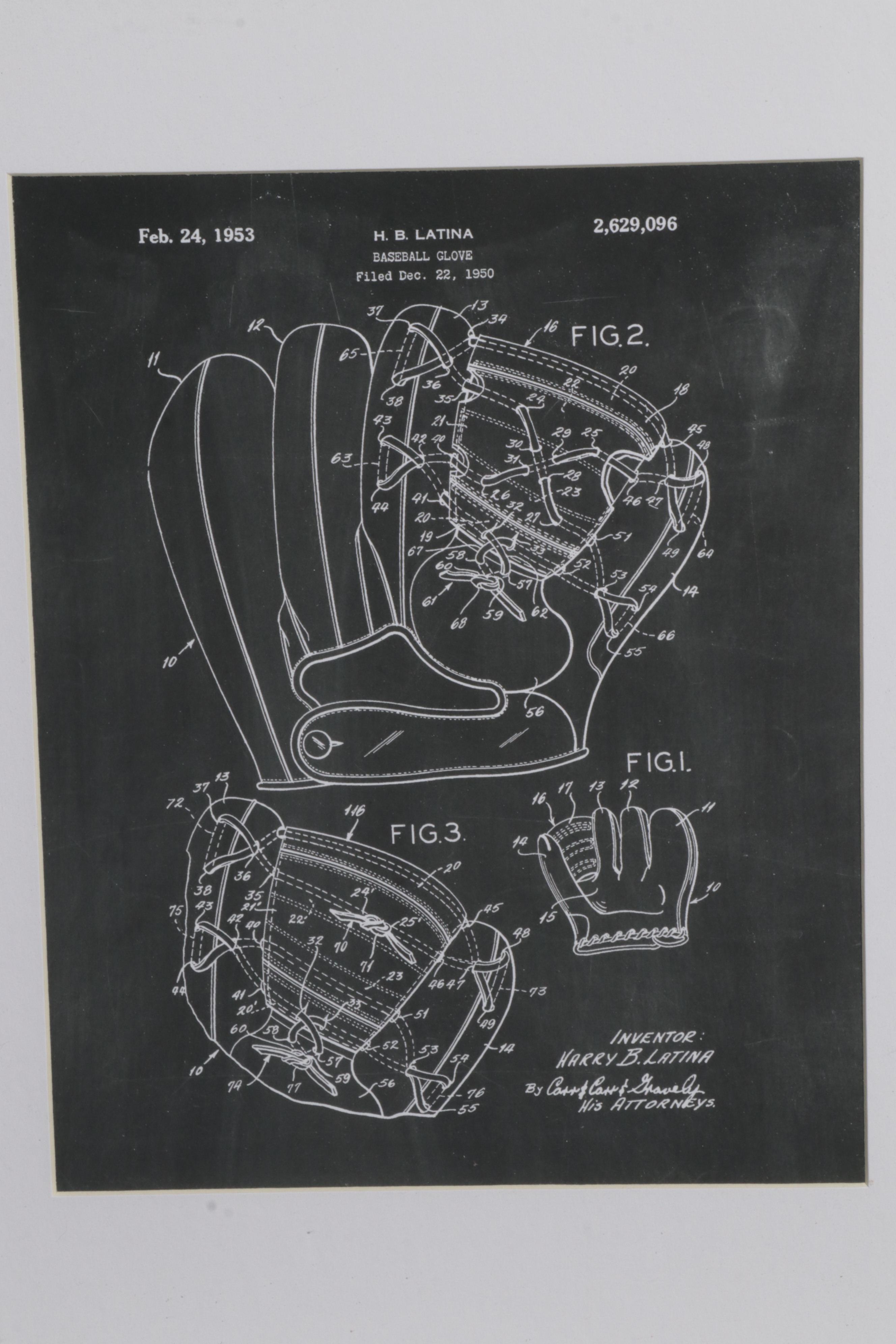 Baseball and Basketball Patent Diagram Giclées, 21st Century