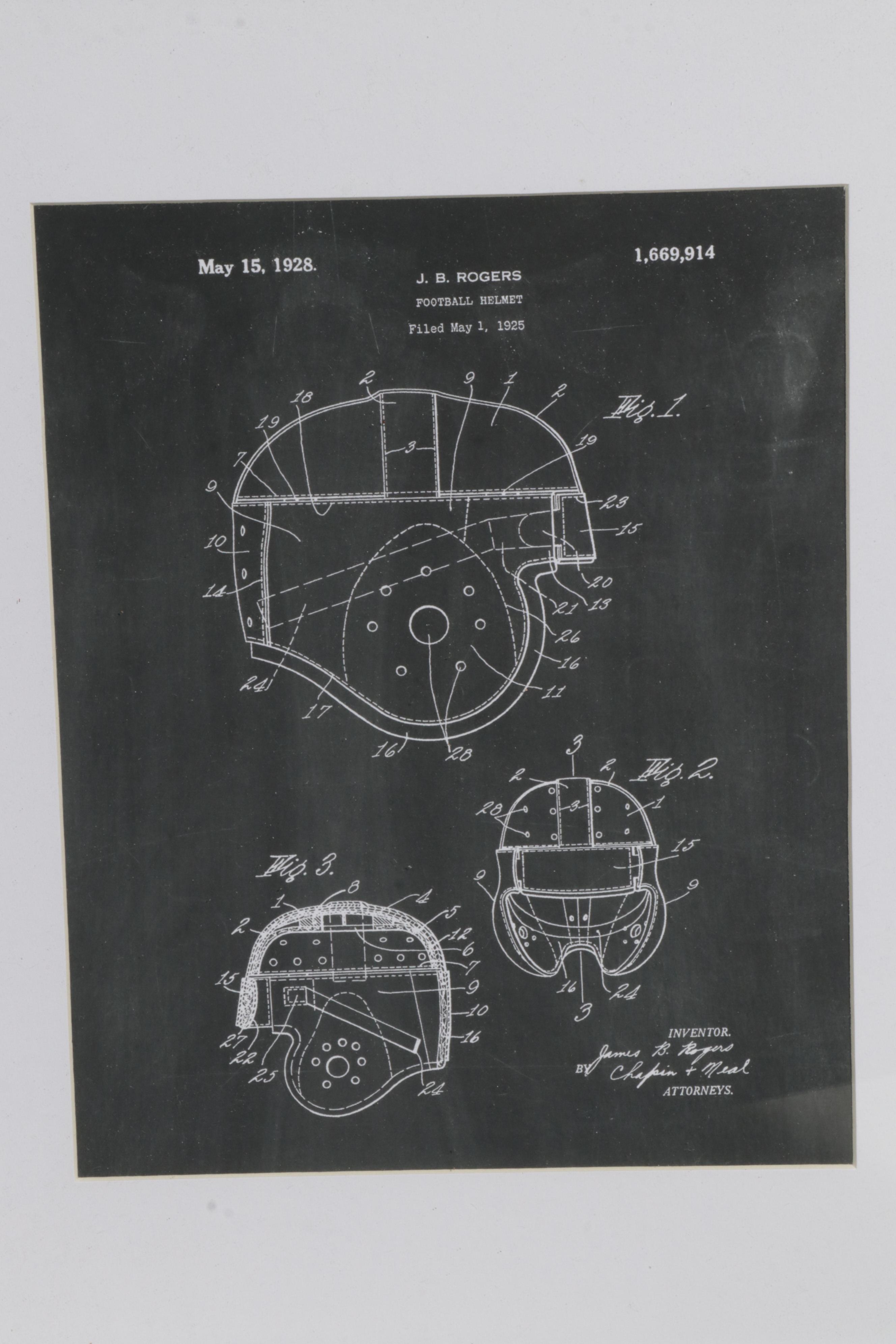 Baseball and Basketball Patent Diagram Giclées, 21st Century