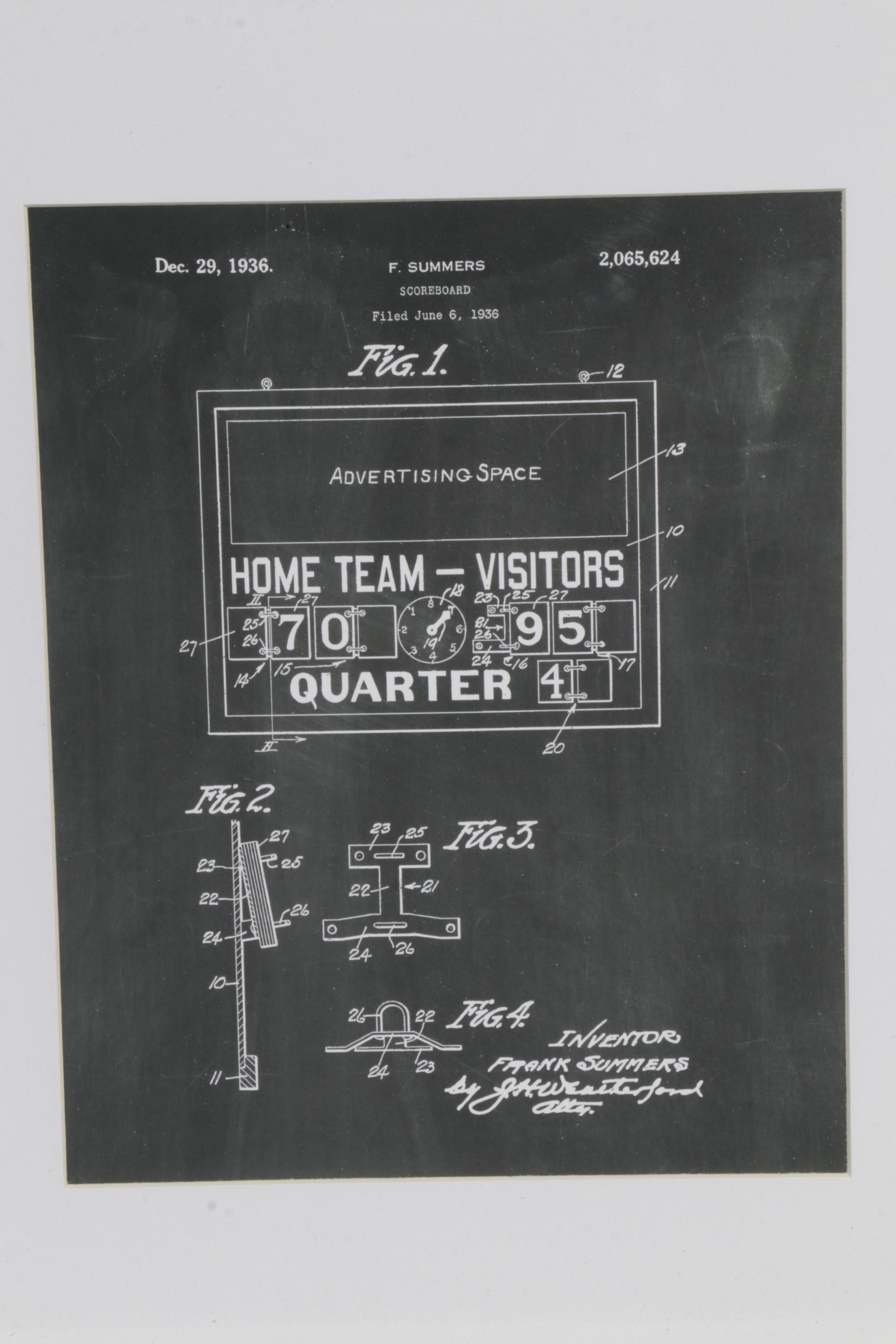 Baseball and Basketball Patent Diagram Giclées, 21st Century