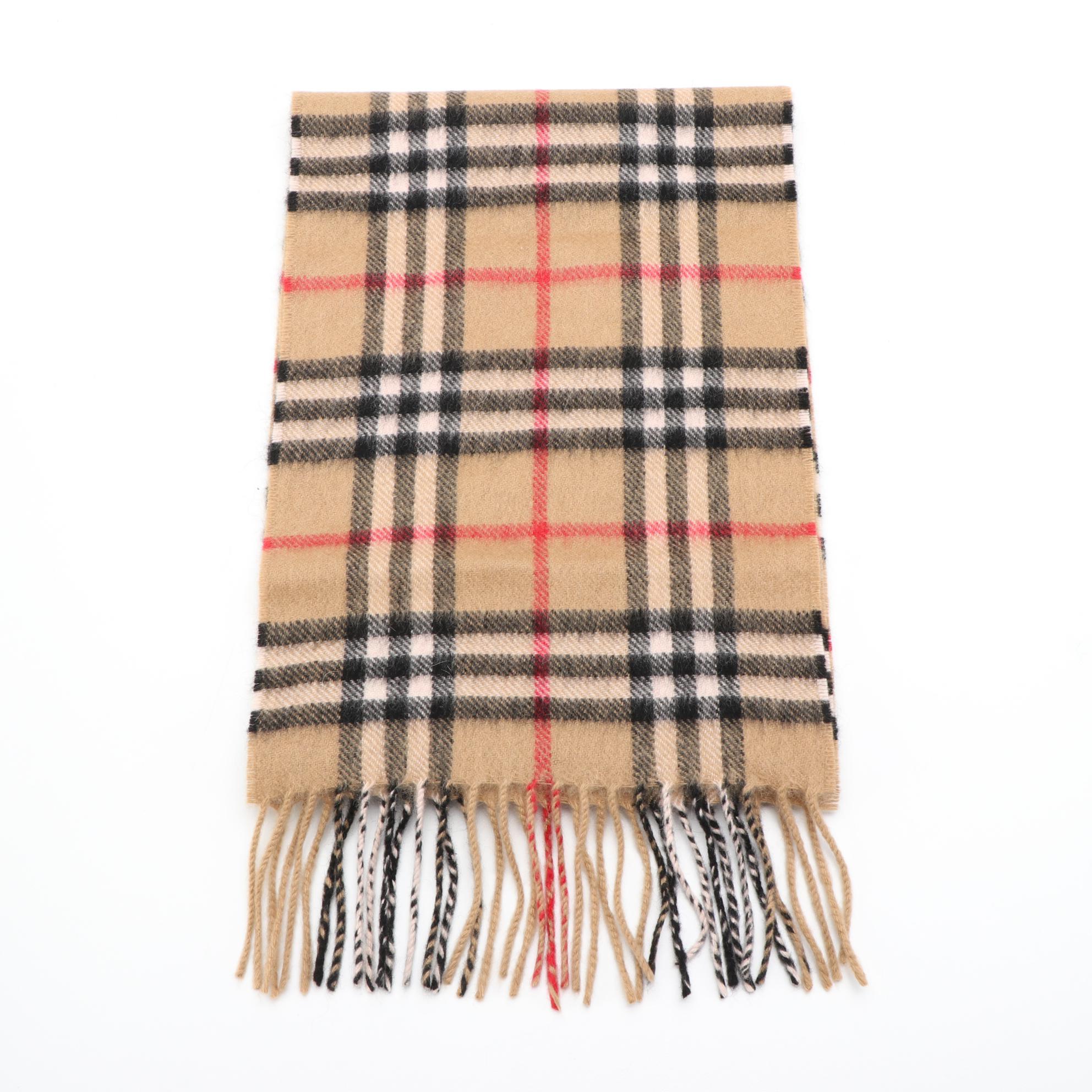 Burberry Cashmere Fringe Scarf in Nova Check