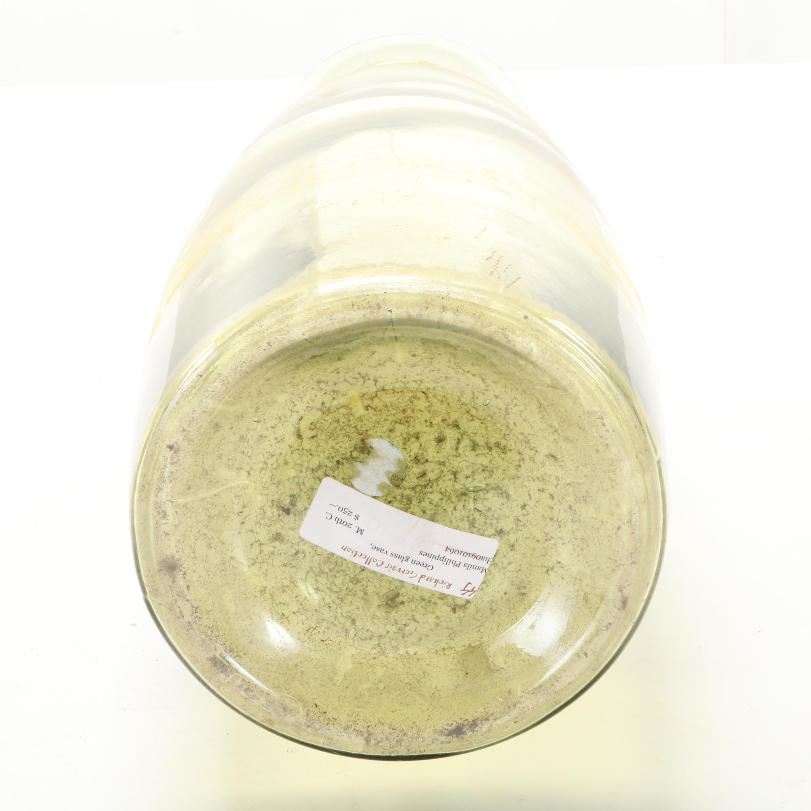 Philippine Green Glass Vase, Mid-20th Century