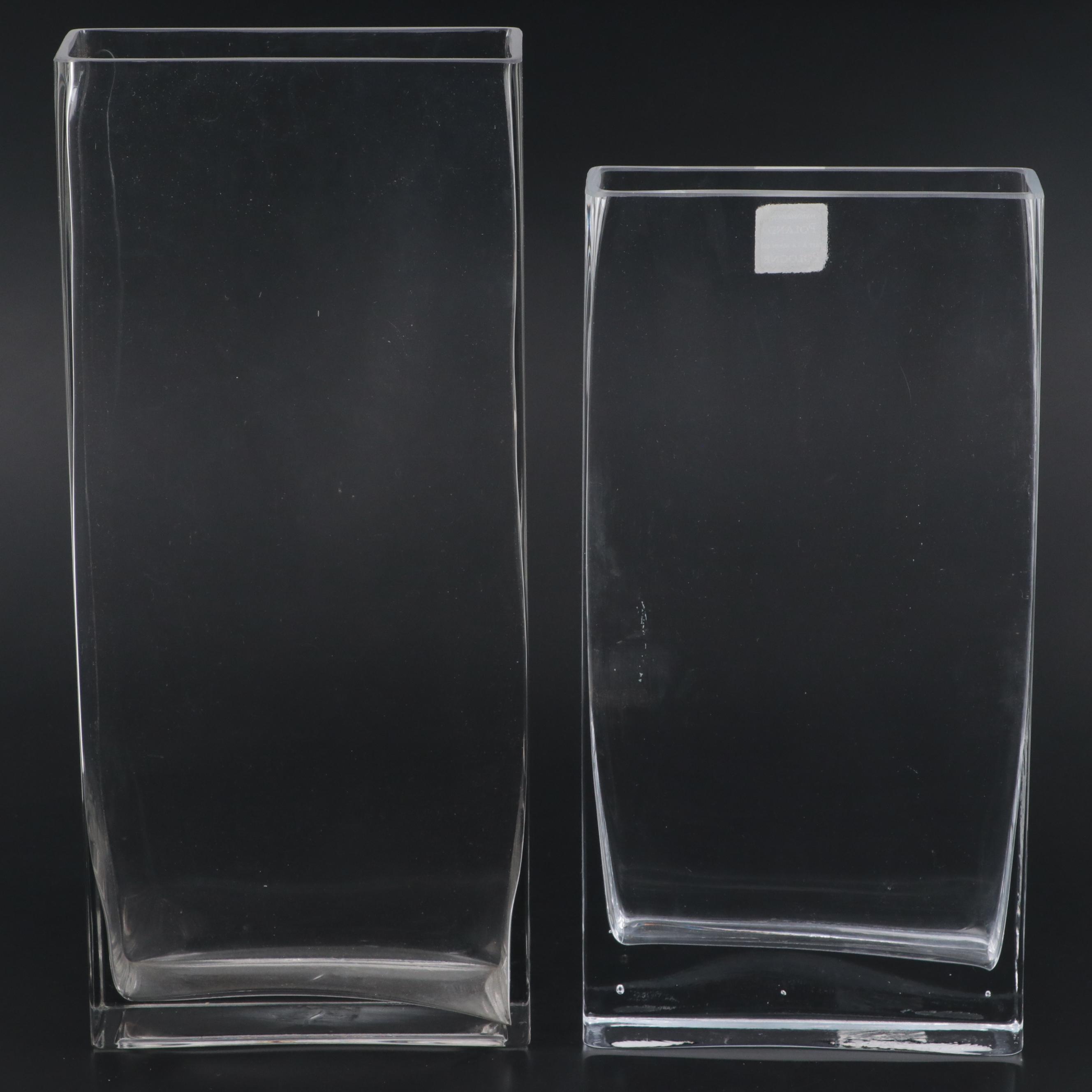 Polish and Other Rectangular Clear Glass Vase