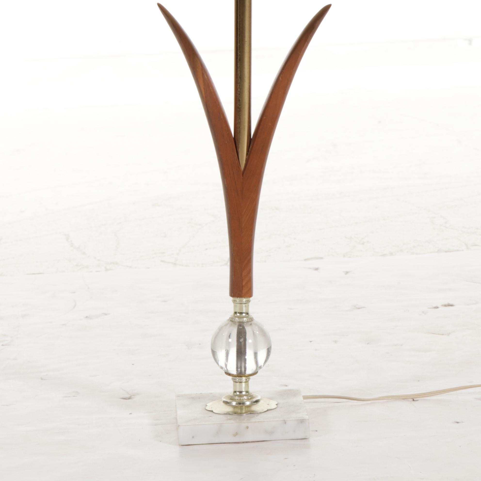 Mid Century Modern Table Lamp with Teak and Acrylic Base