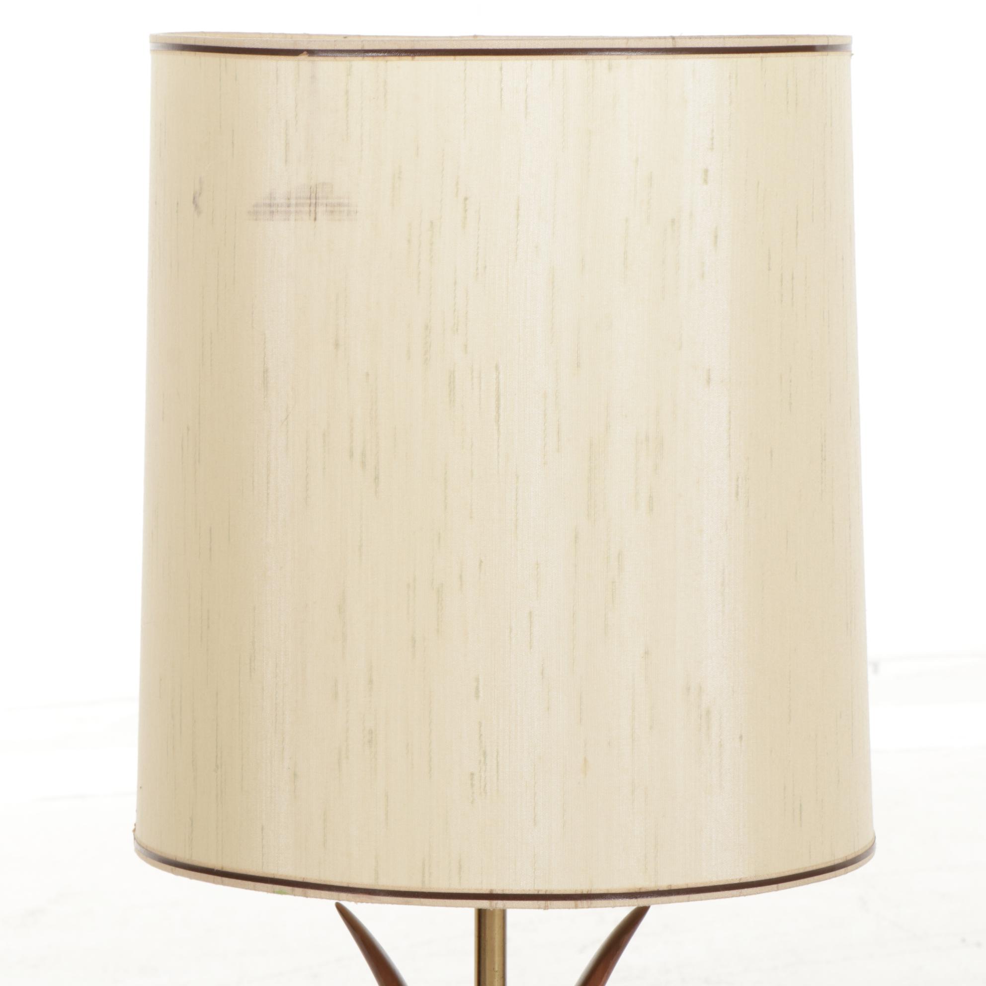 Mid Century Modern Table Lamp with Teak and Acrylic Base
