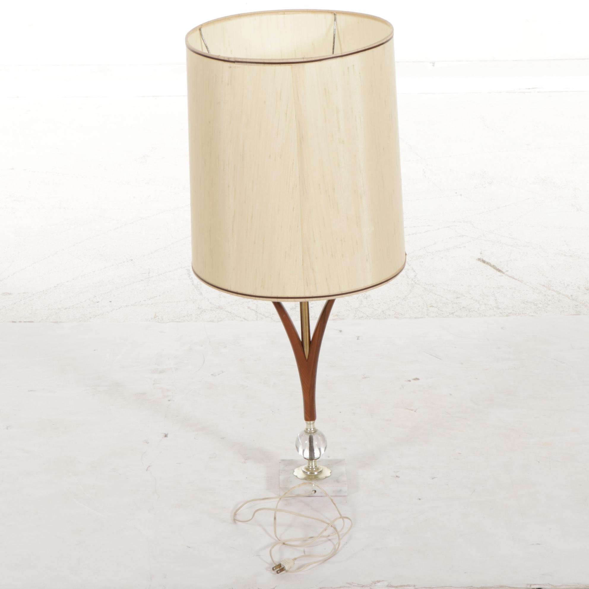 Mid Century Modern Table Lamp with Teak and Acrylic Base