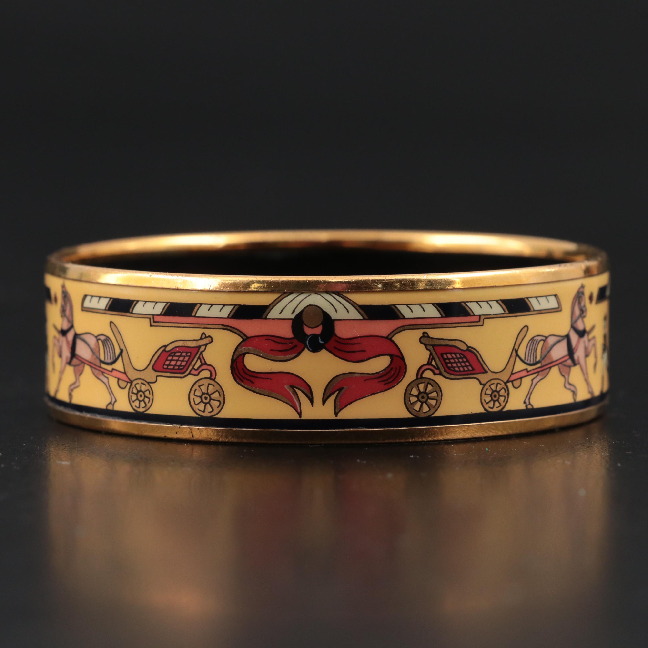 Hermès "Alfred DeDreux Peintre du Cheval" Wide Enamel Bangle