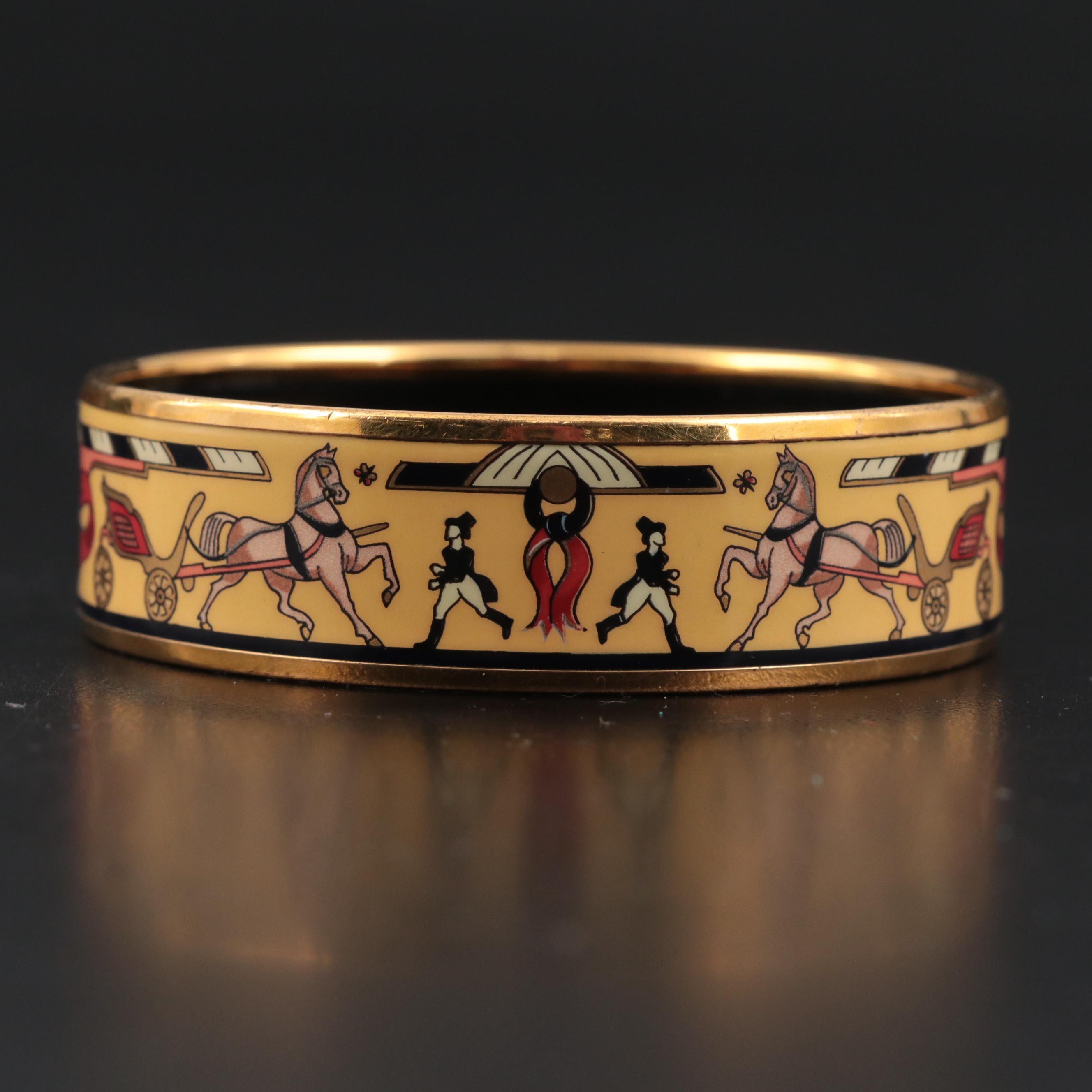 Hermès "Alfred DeDreux Peintre du Cheval" Wide Enamel Bangle