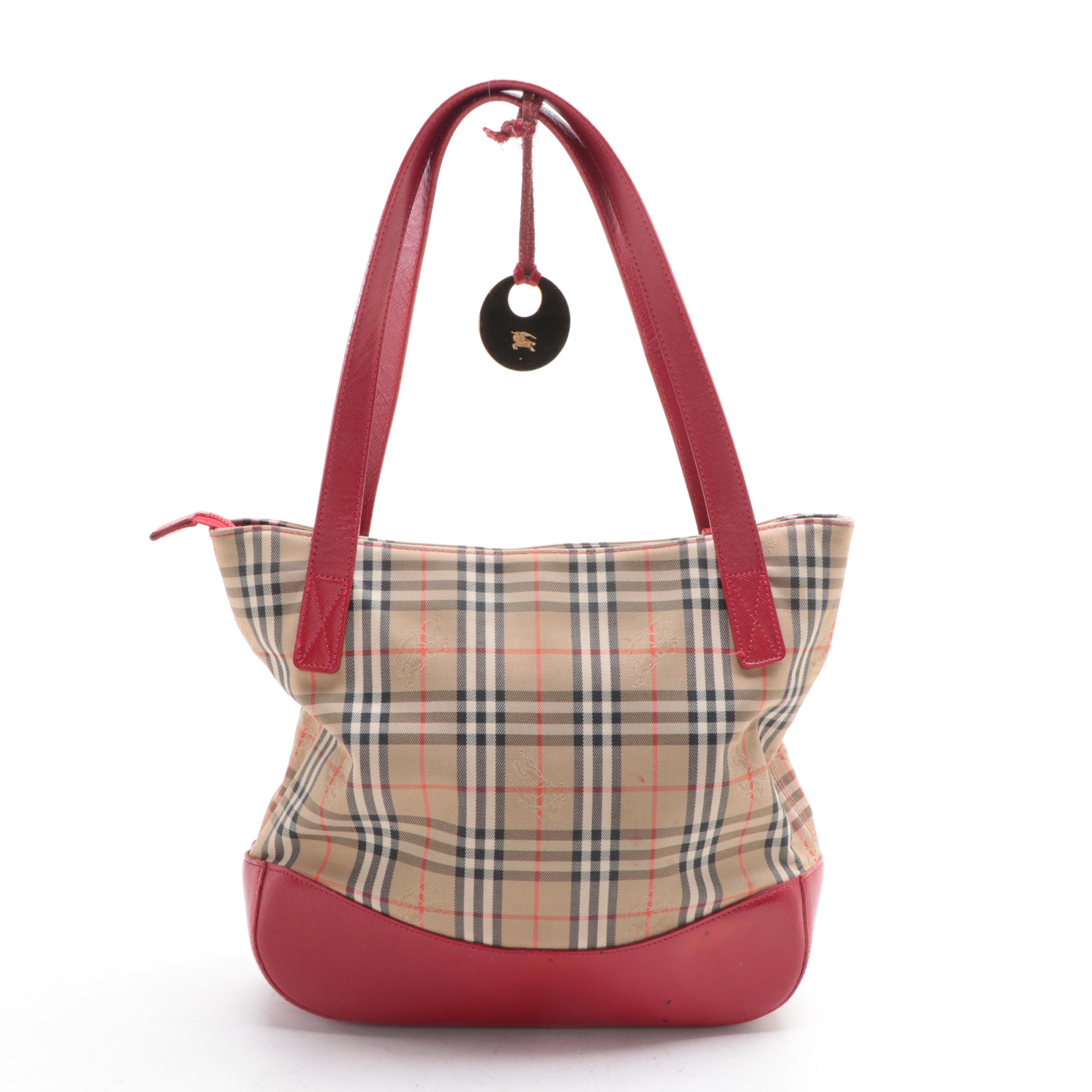Burberry Haymarket Check Canvas and Leather Shoulder Bag