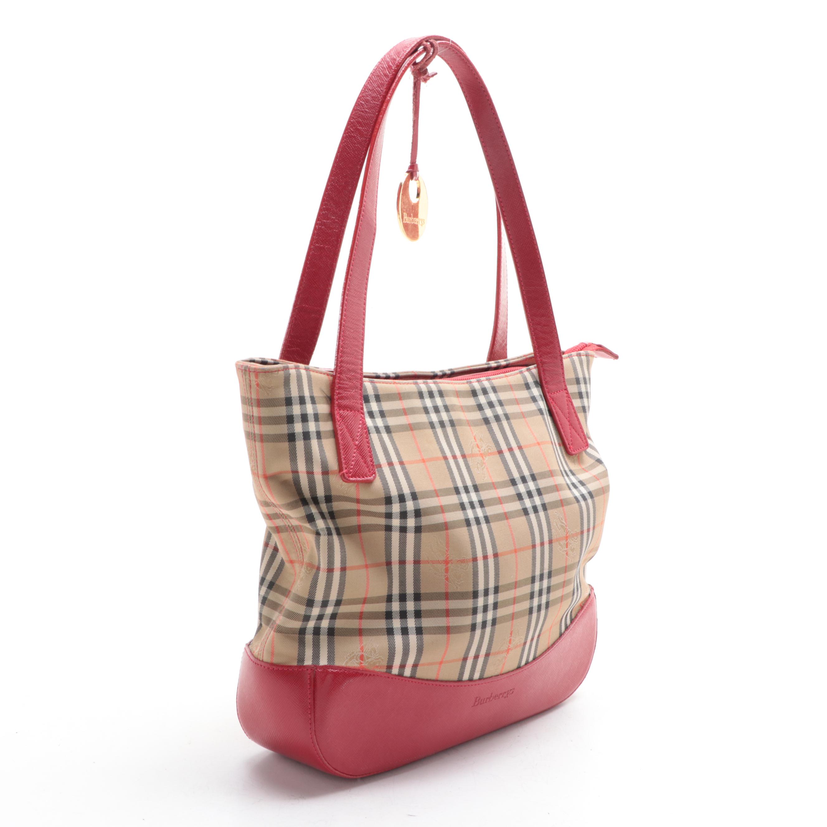Burberry Haymarket Check Canvas and Leather Shoulder Bag