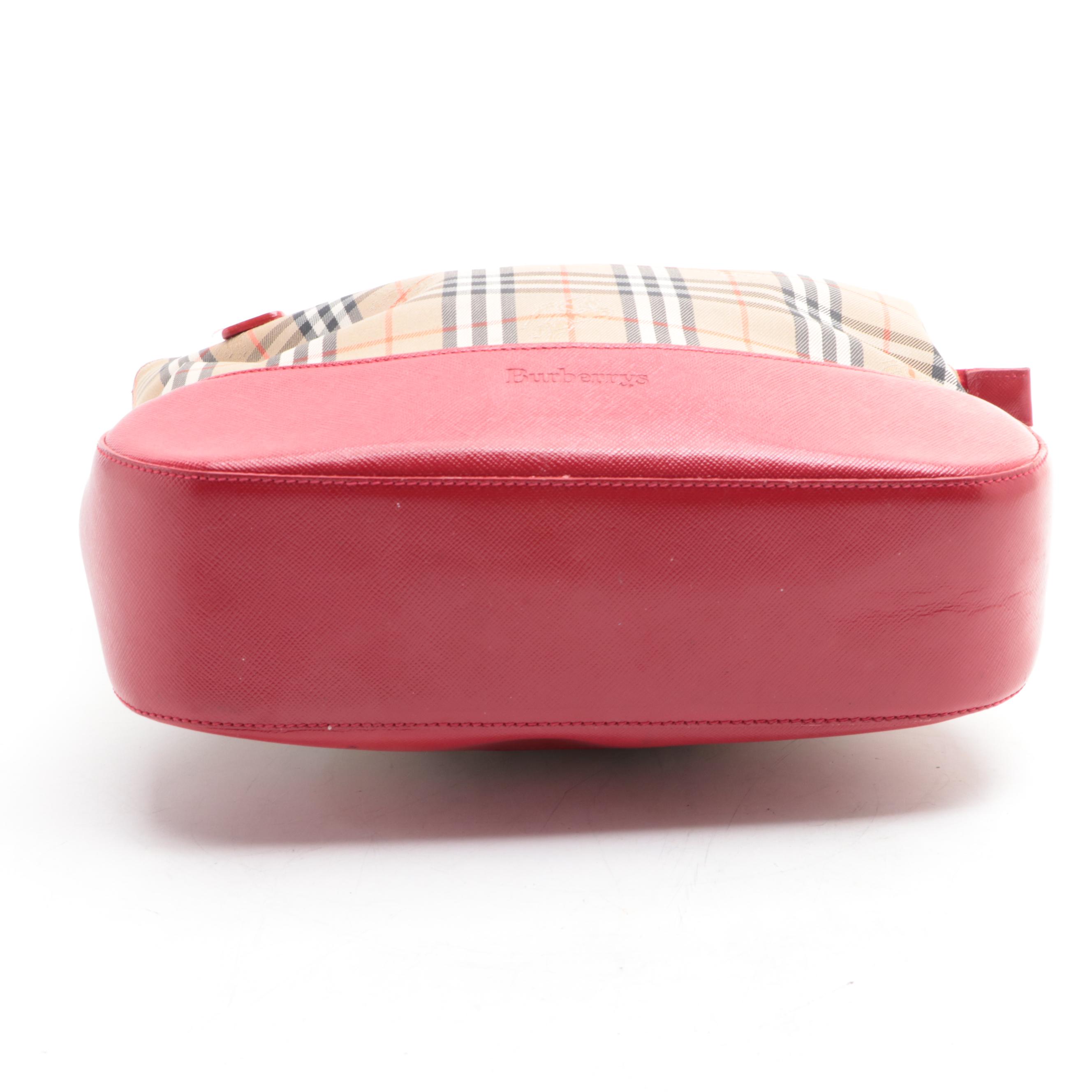 Burberry Haymarket Check Canvas and Leather Shoulder Bag