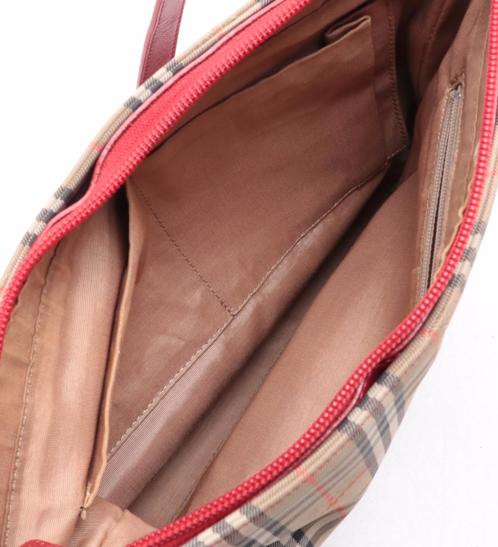 Burberry Haymarket Check Canvas and Leather Shoulder Bag