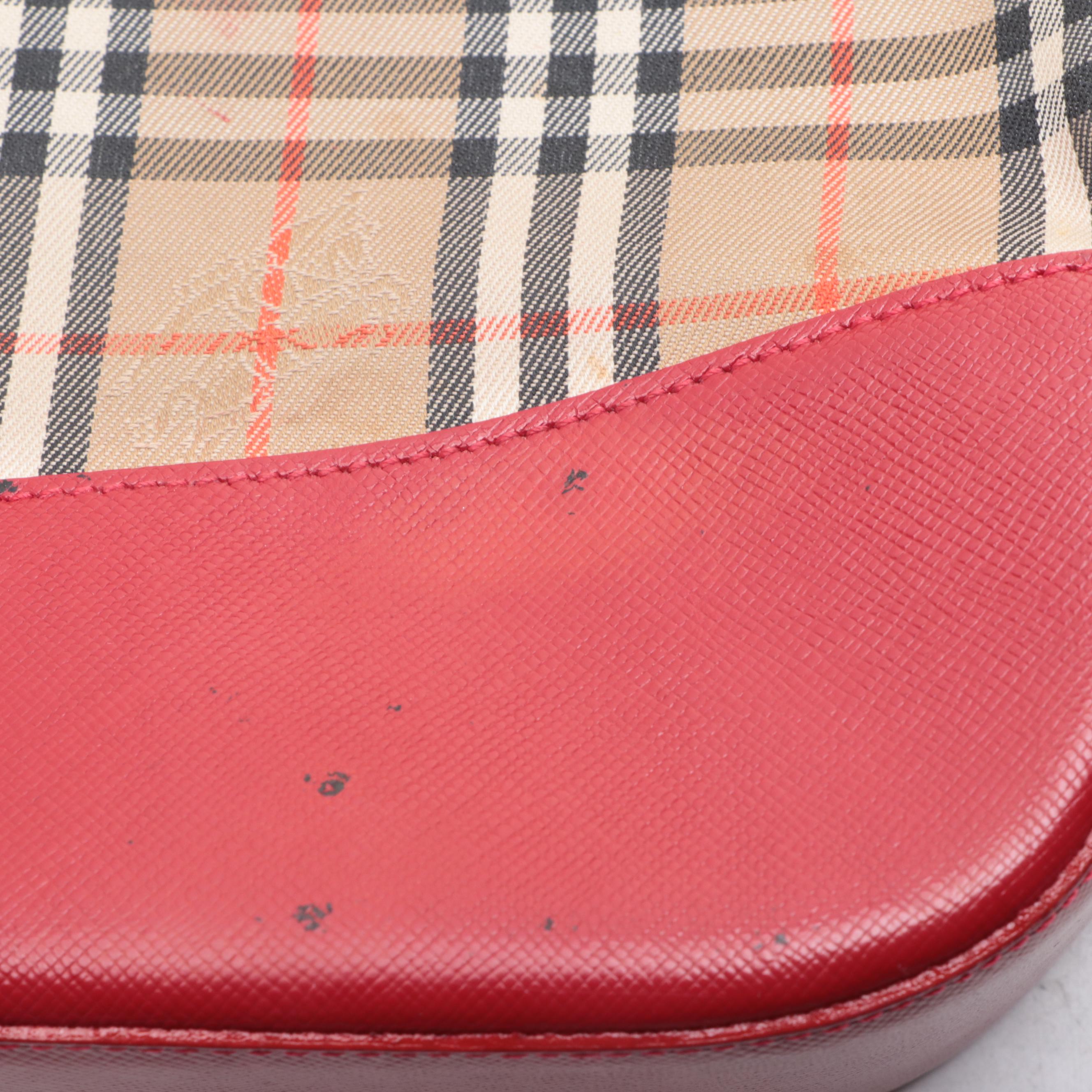 Burberry Haymarket Check Canvas and Leather Shoulder Bag