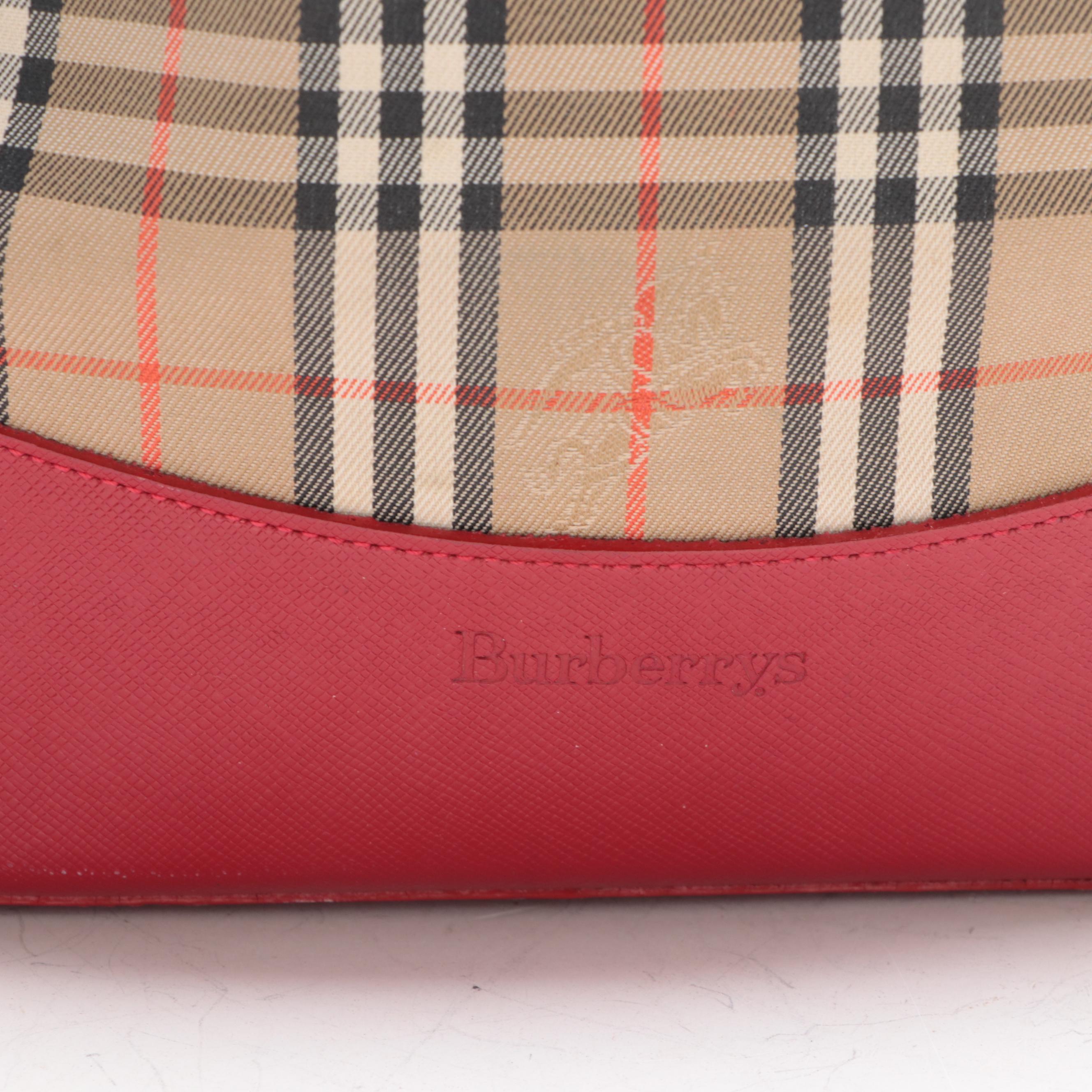 Burberry Haymarket Check Canvas and Leather Shoulder Bag