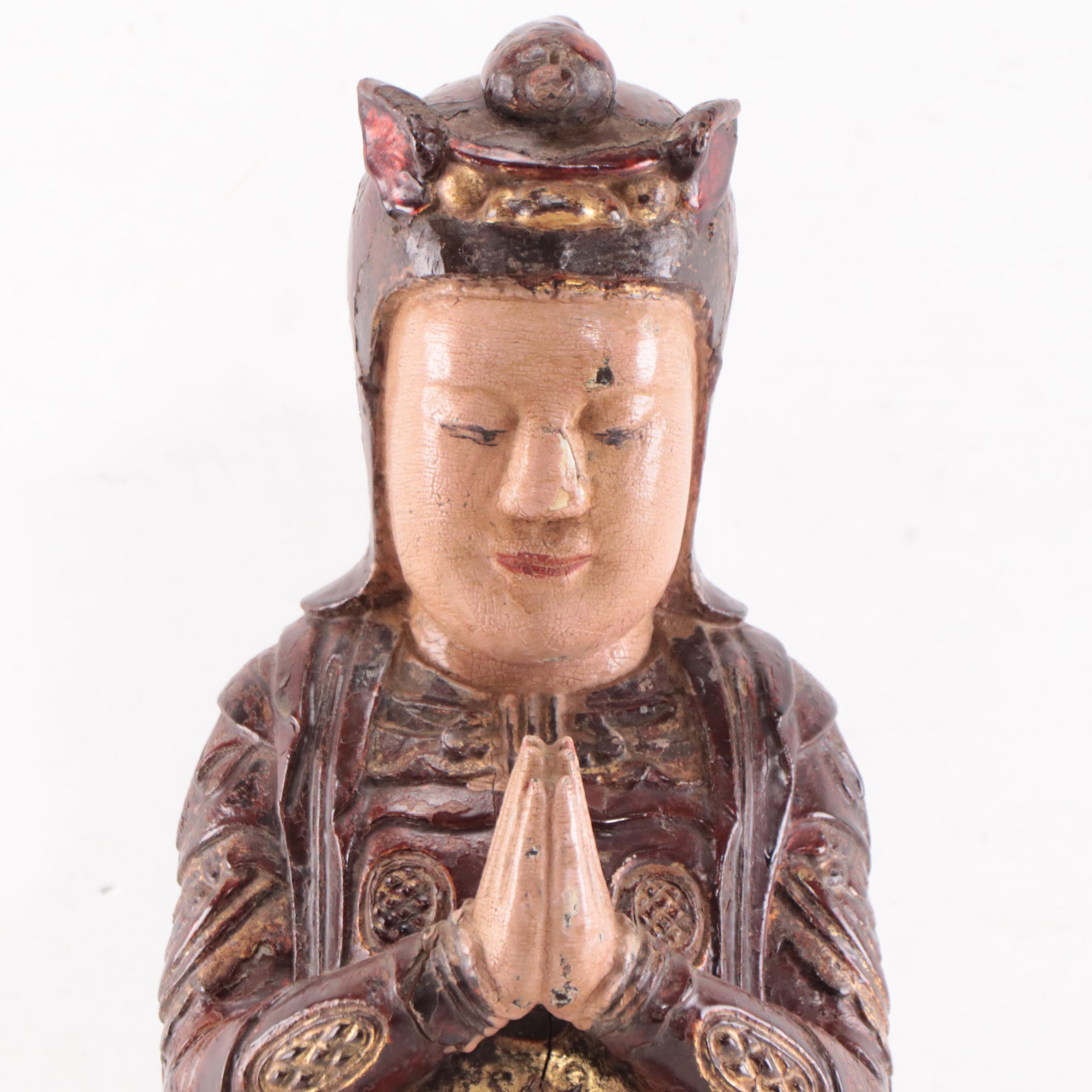 Vietnamese Lacquer Wood Kim Cuong Guardian Figure