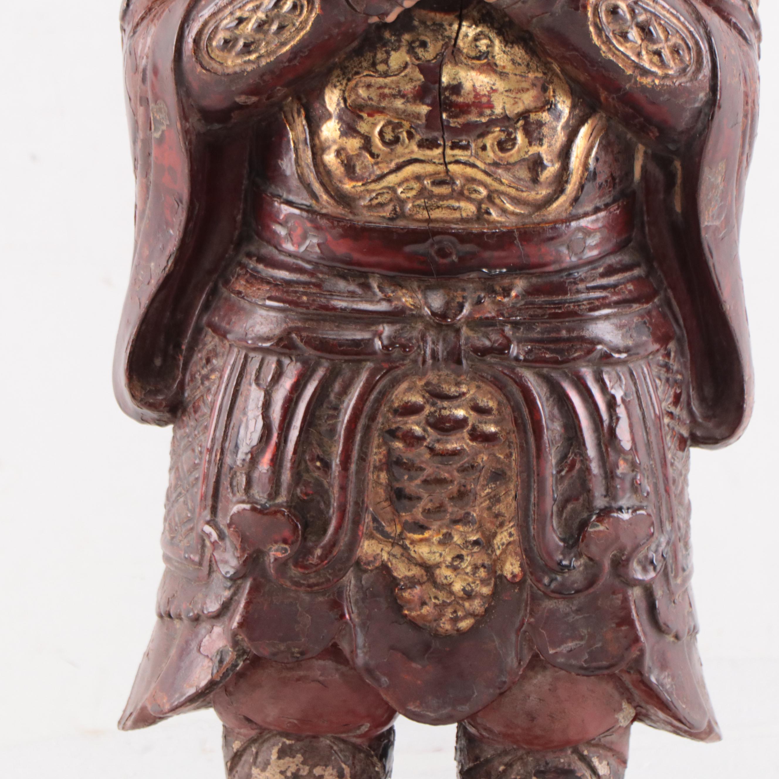 Vietnamese Lacquer Wood Kim Cuong Guardian Figure