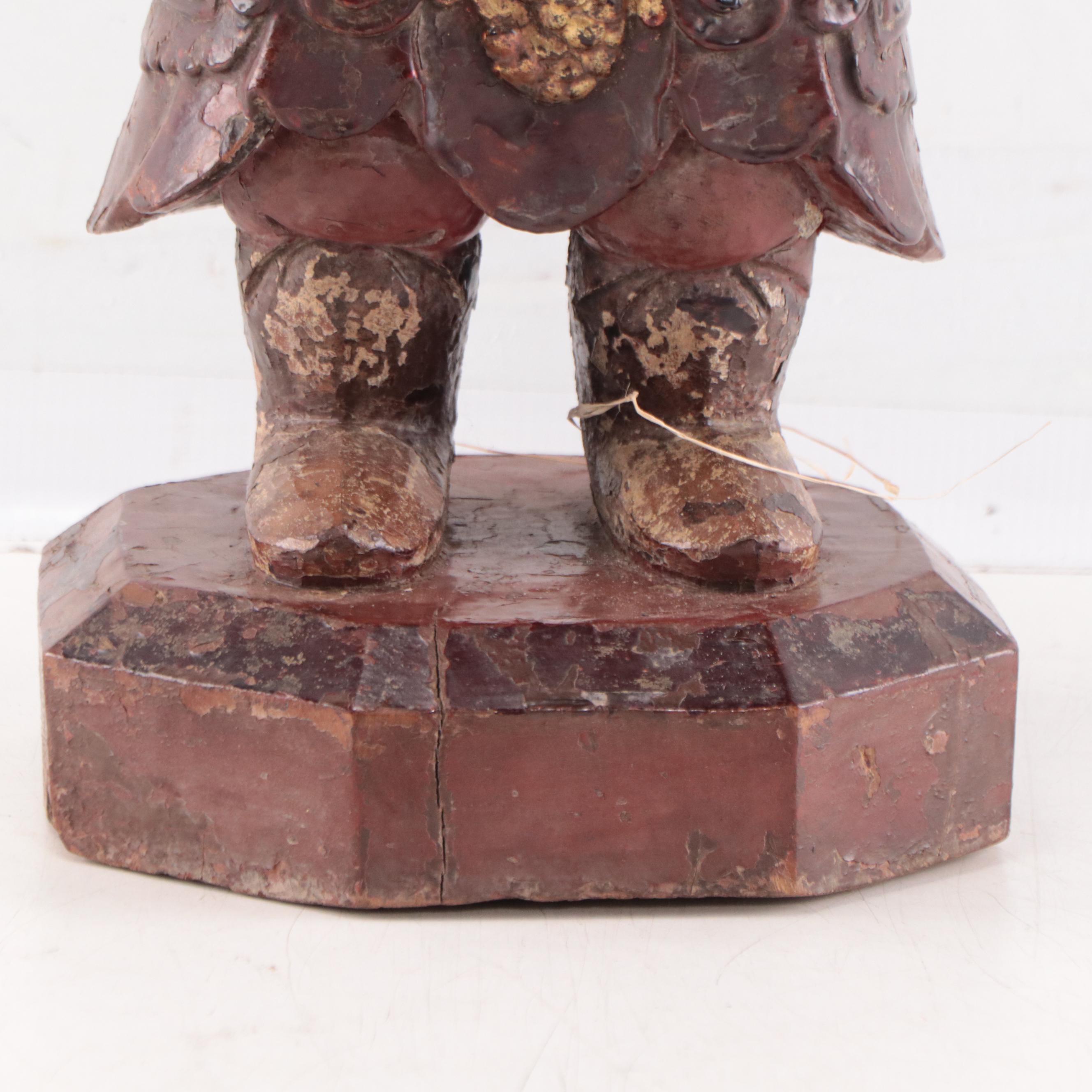 Vietnamese Lacquer Wood Kim Cuong Guardian Figure