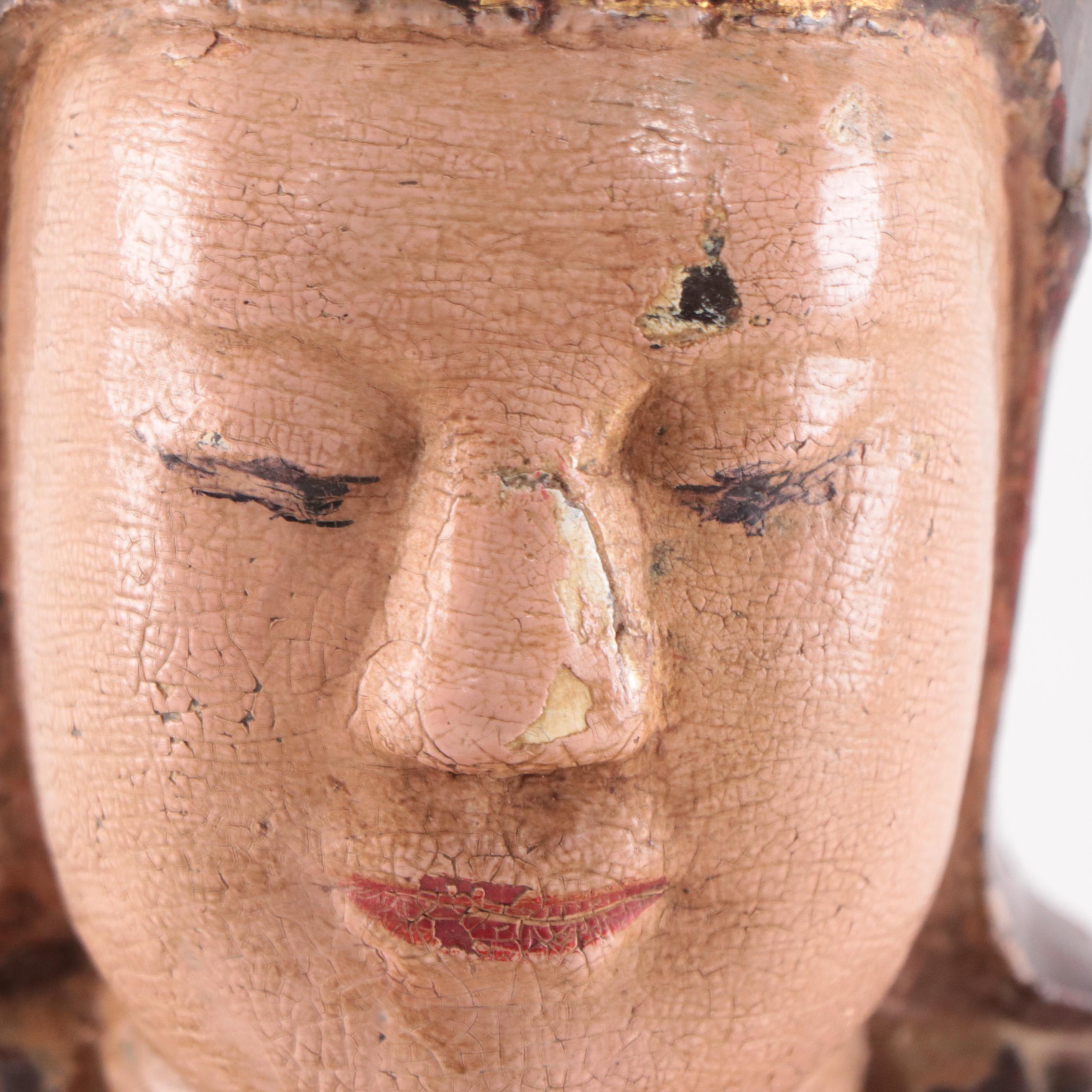 Vietnamese Lacquer Wood Kim Cuong Guardian Figure