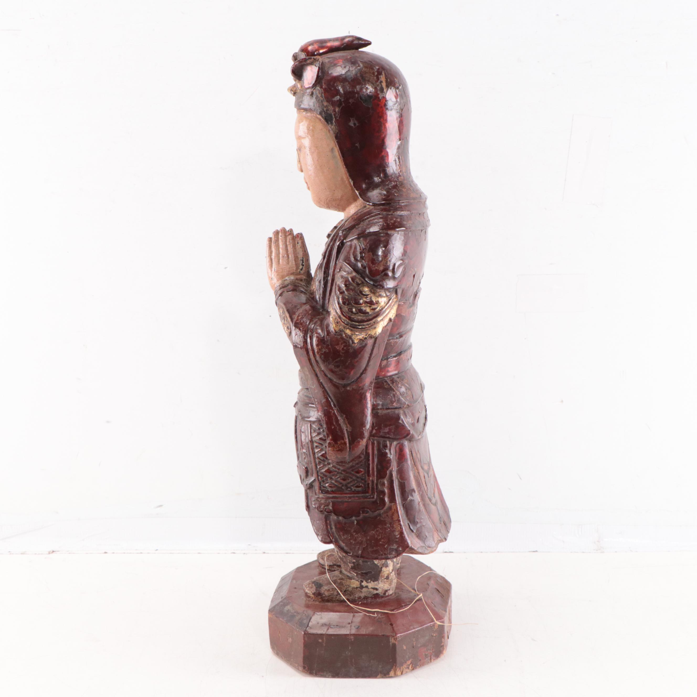 Vietnamese Lacquer Wood Kim Cuong Guardian Figure