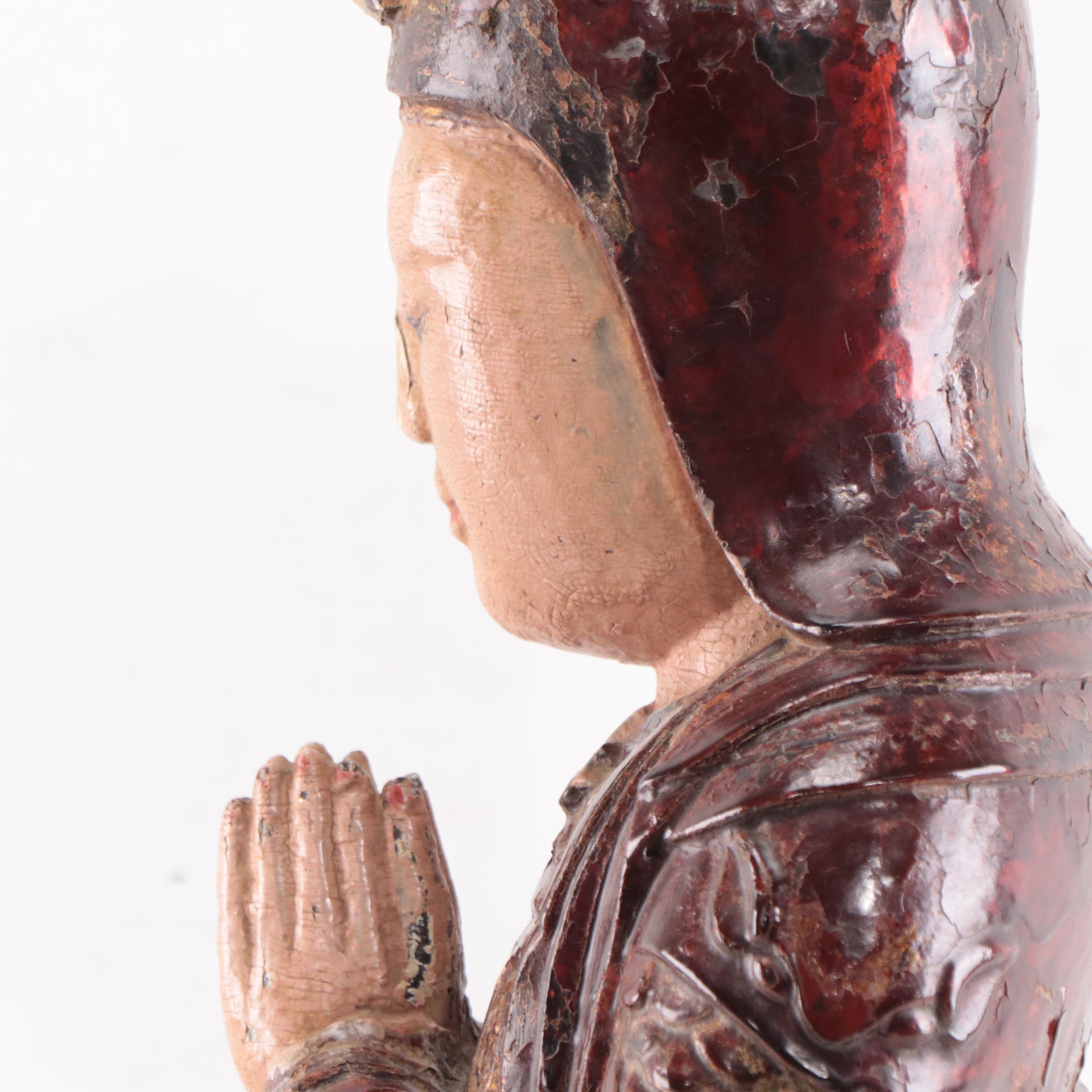 Vietnamese Lacquer Wood Kim Cuong Guardian Figure