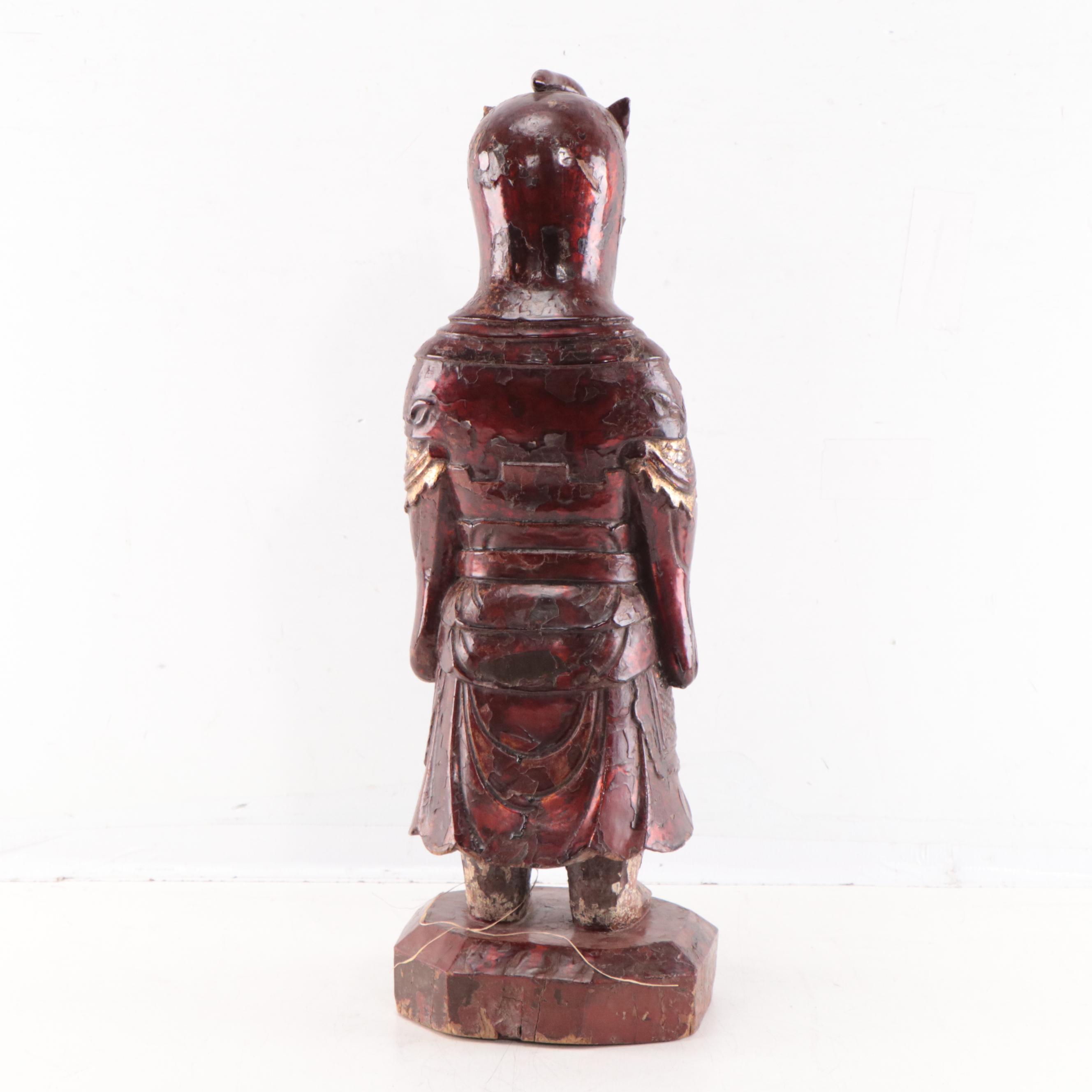 Vietnamese Lacquer Wood Kim Cuong Guardian Figure