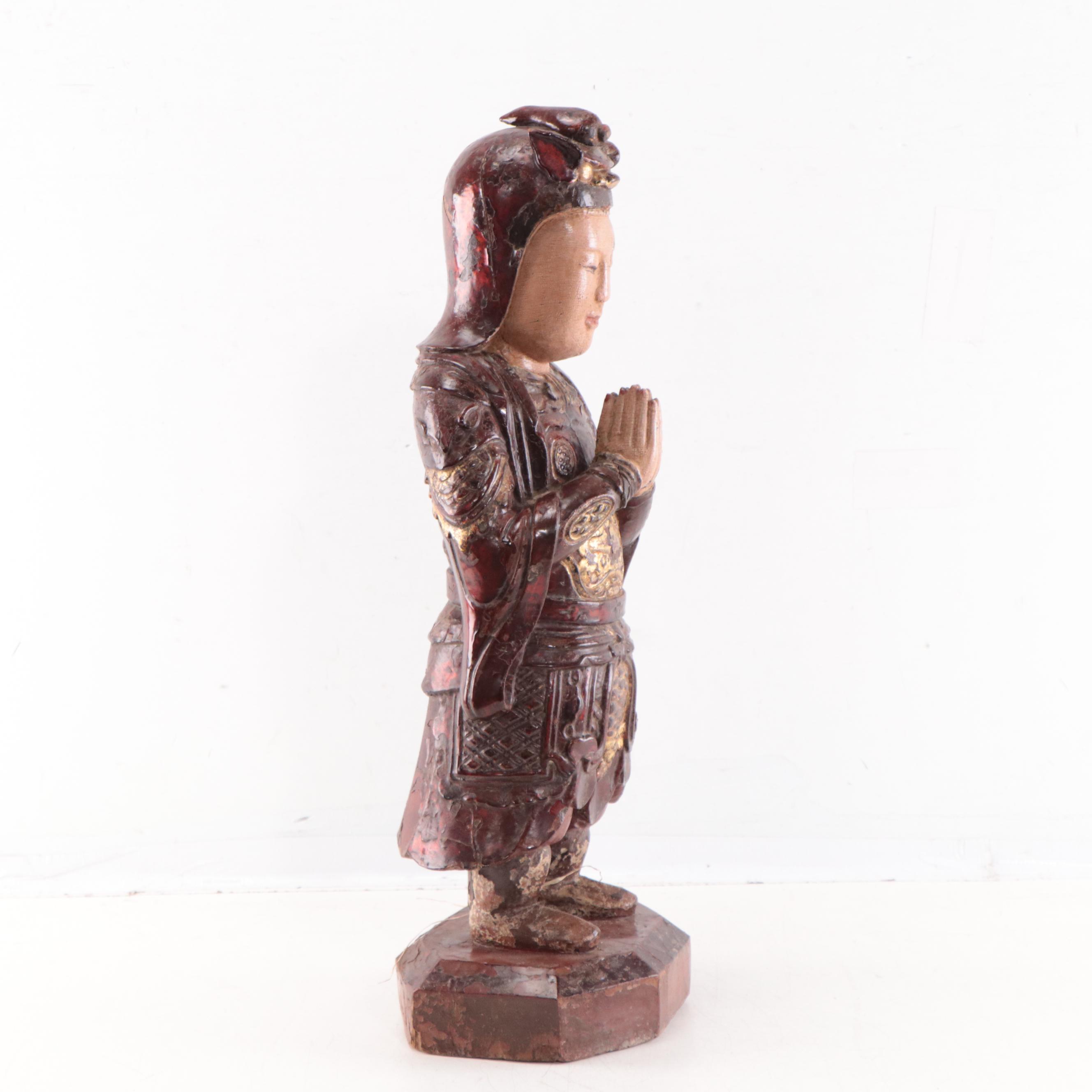 Vietnamese Lacquer Wood Kim Cuong Guardian Figure