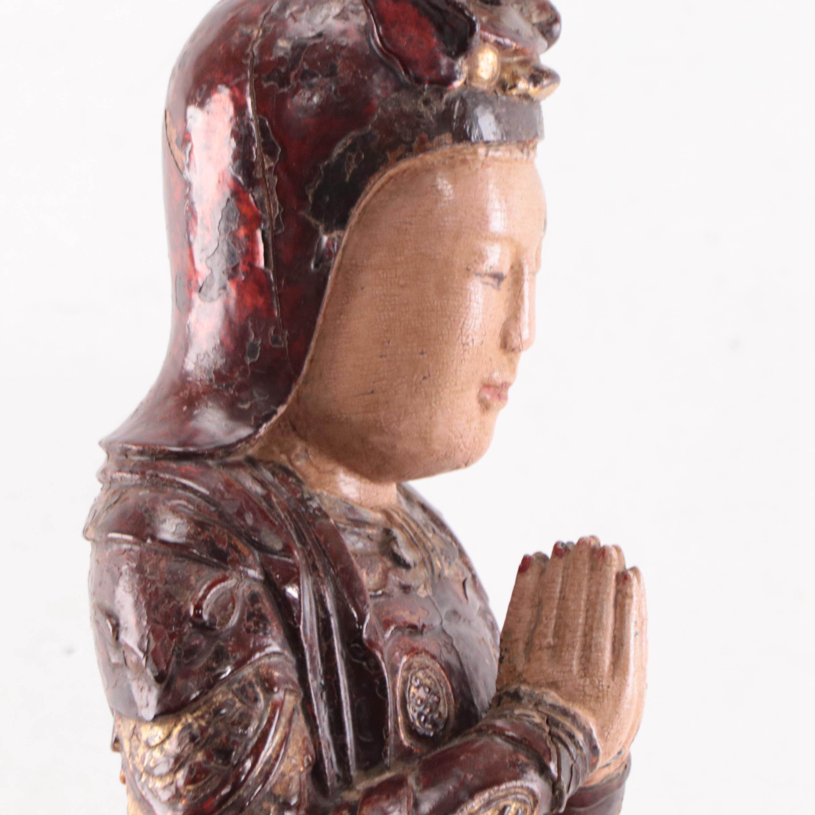 Vietnamese Lacquer Wood Kim Cuong Guardian Figure