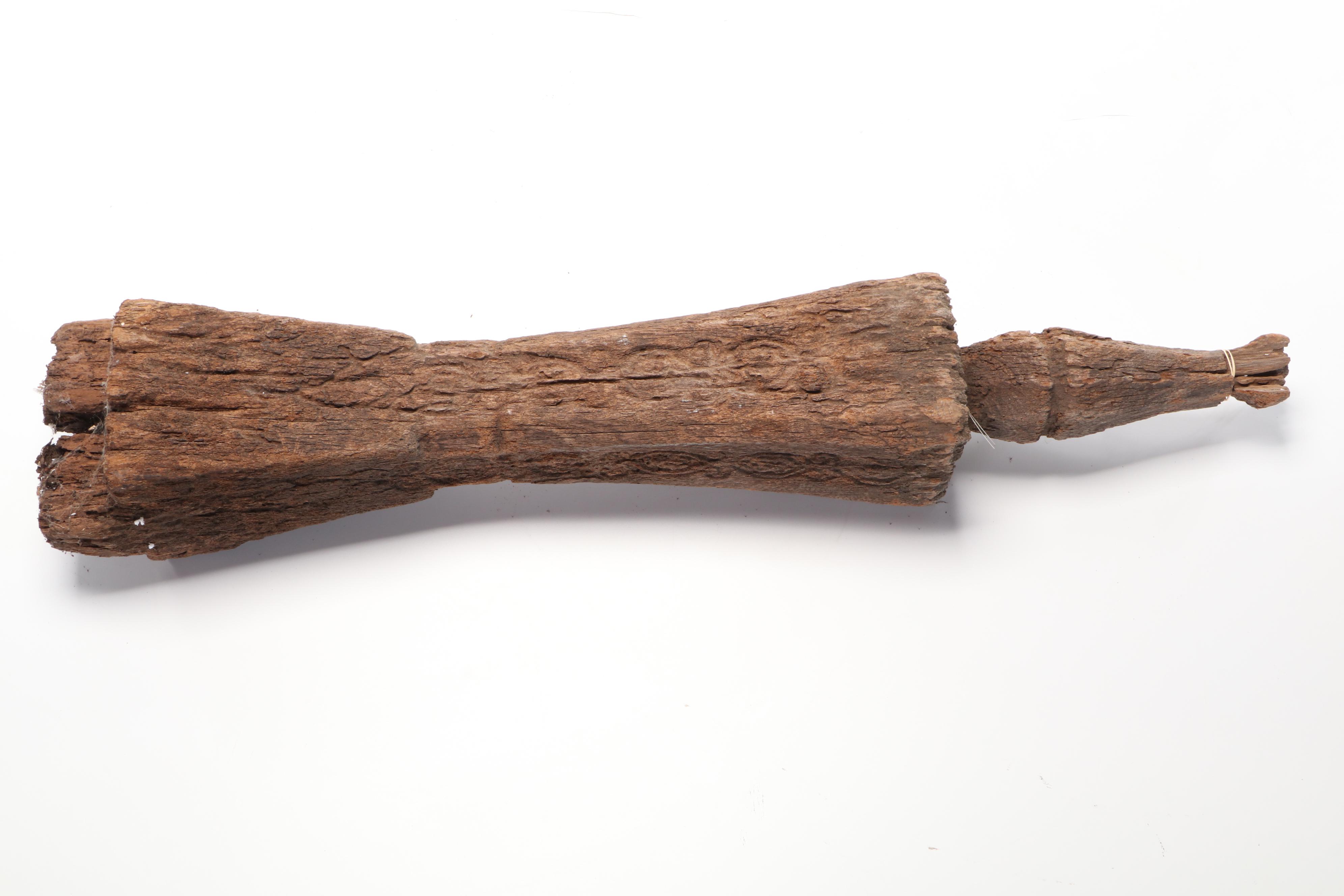 Sulu Archipelago "Sunduk" Carved Wood Male Burial Site Marker, Early 20th C