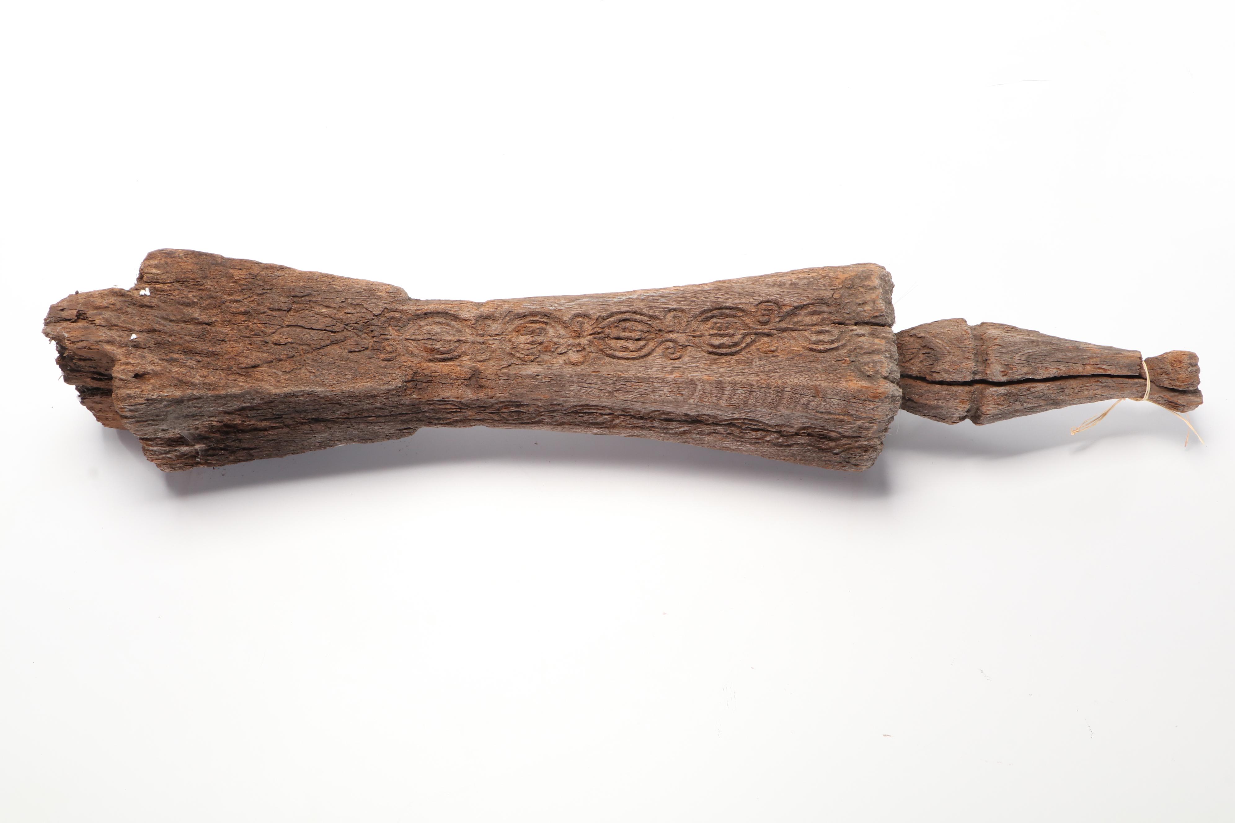 Sulu Archipelago "Sunduk" Carved Wood Male Burial Site Marker, Early 20th C