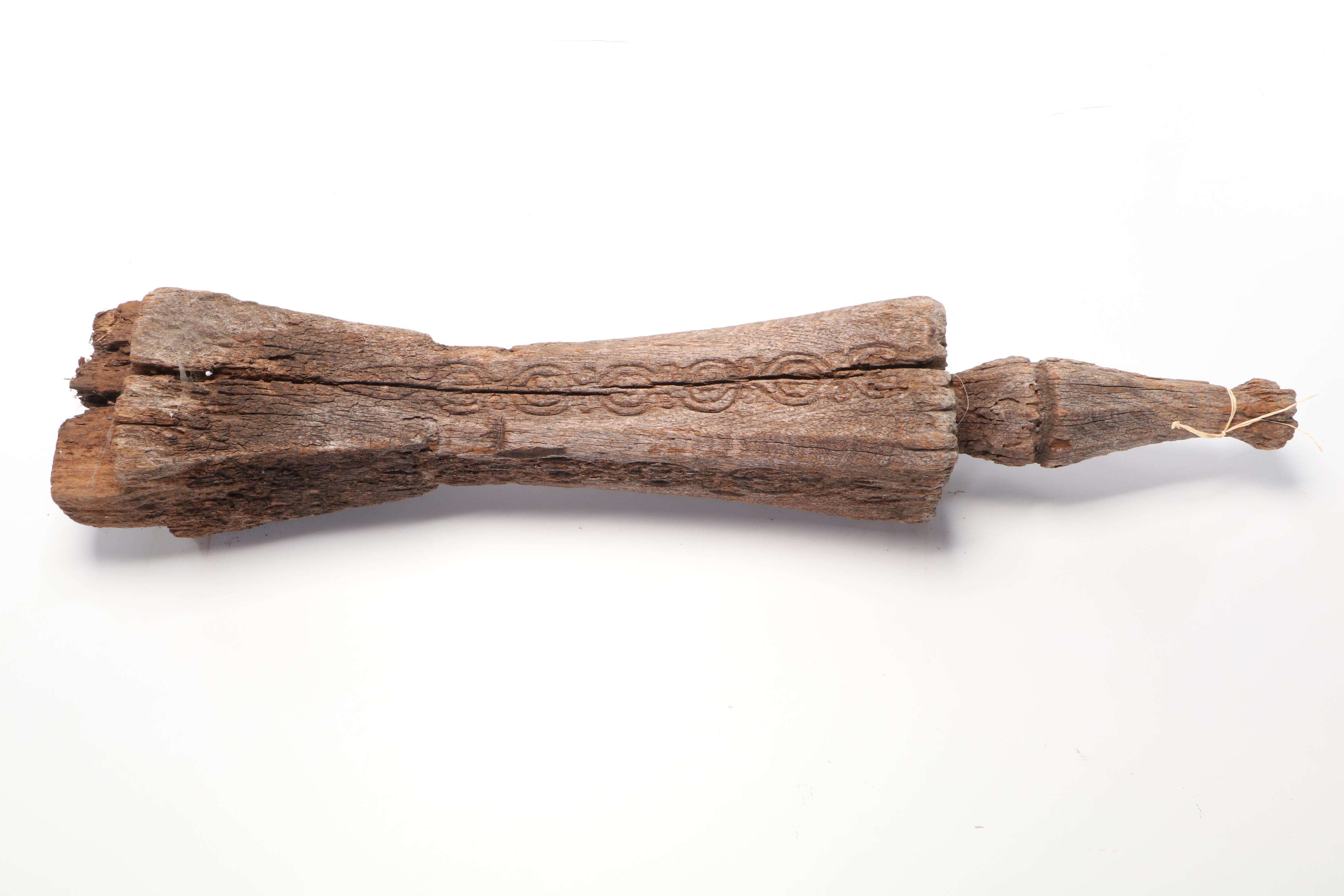 Sulu Archipelago "Sunduk" Carved Wood Male Burial Site Marker, Early 20th C