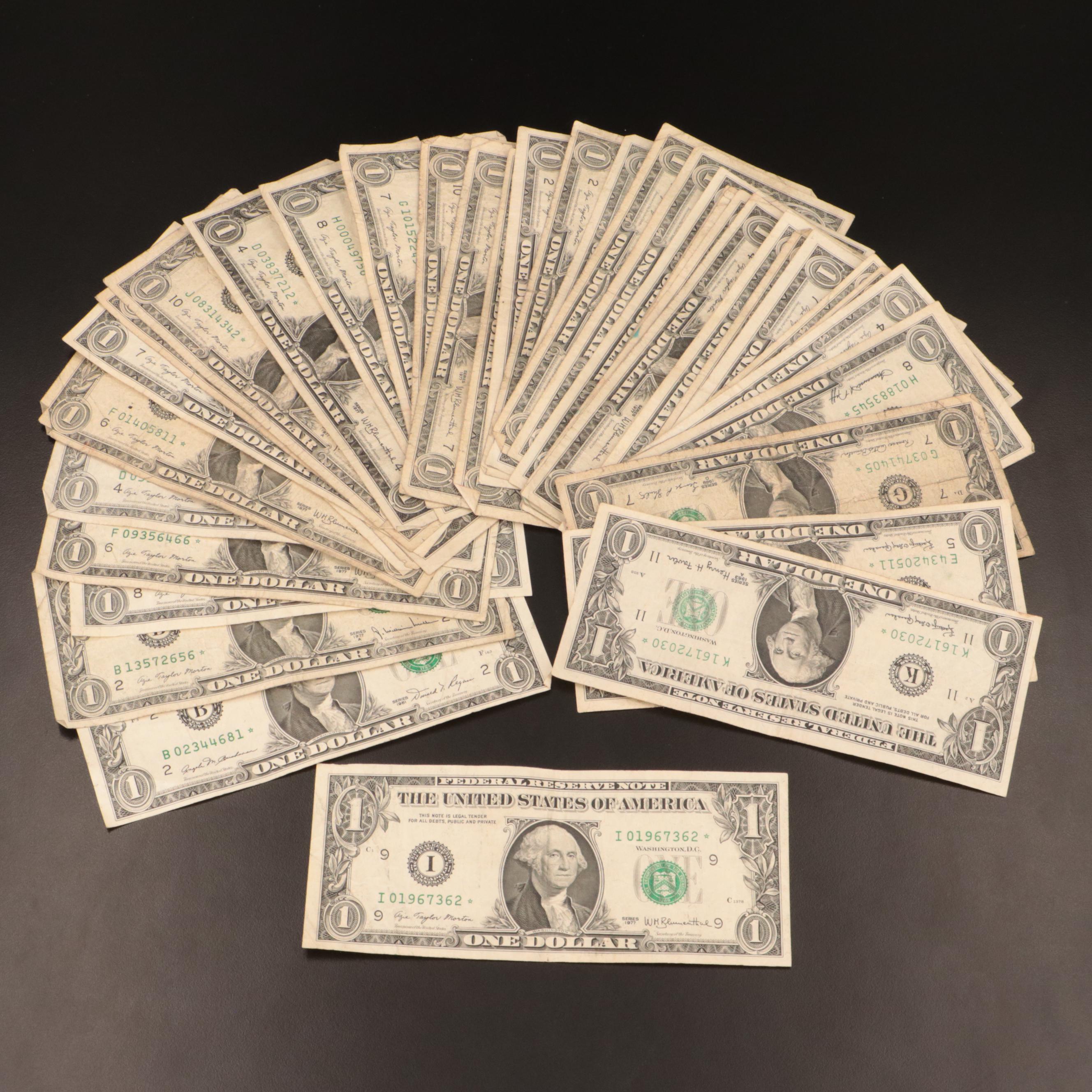 Forty-Four $1 "Star Note" Federal Reserve Notes