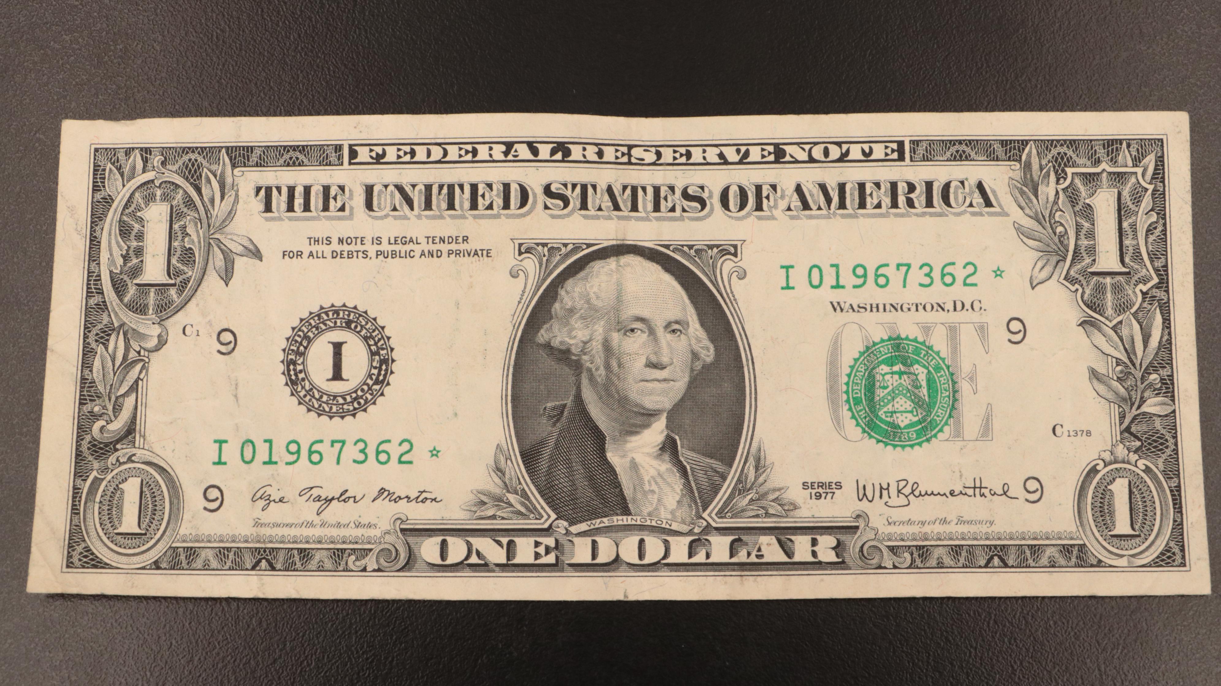 Forty-Four $1 "Star Note" Federal Reserve Notes
