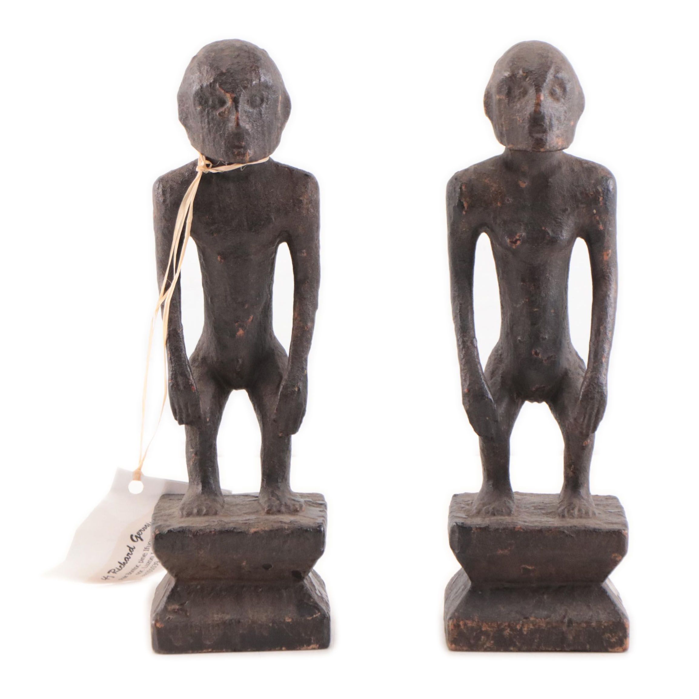 Bontoc Ifugao Carved Wood Bulul Rice Deities, Mid-20th Century