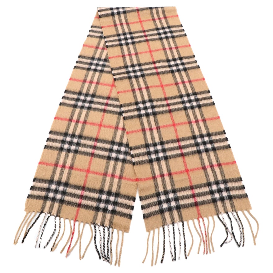 Burberry Cashmere Fringe Scarf in Nova Check