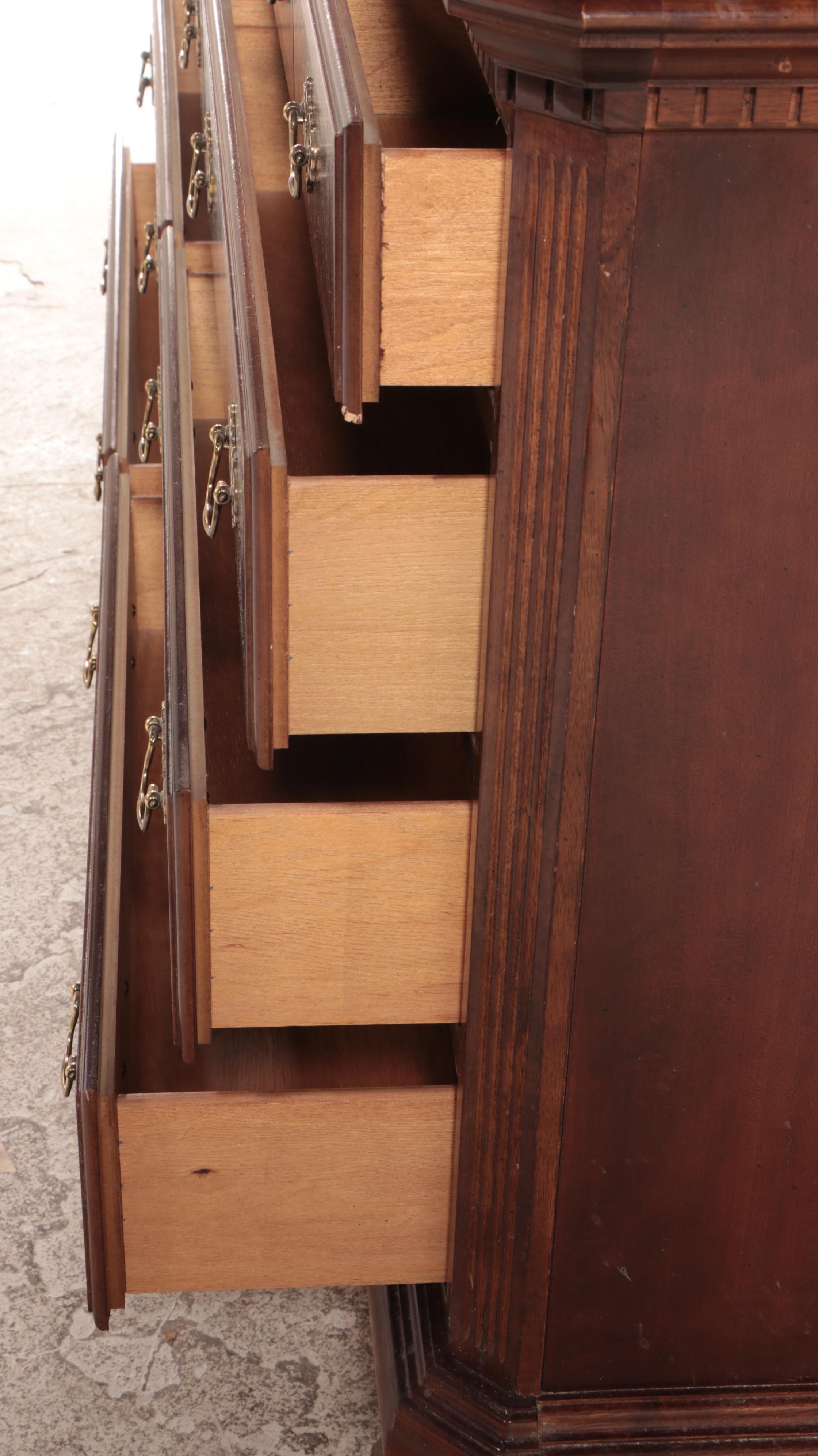 Federal Style Cherrywood and Mahogany-Crossbanded Nine-Drawer Dresser