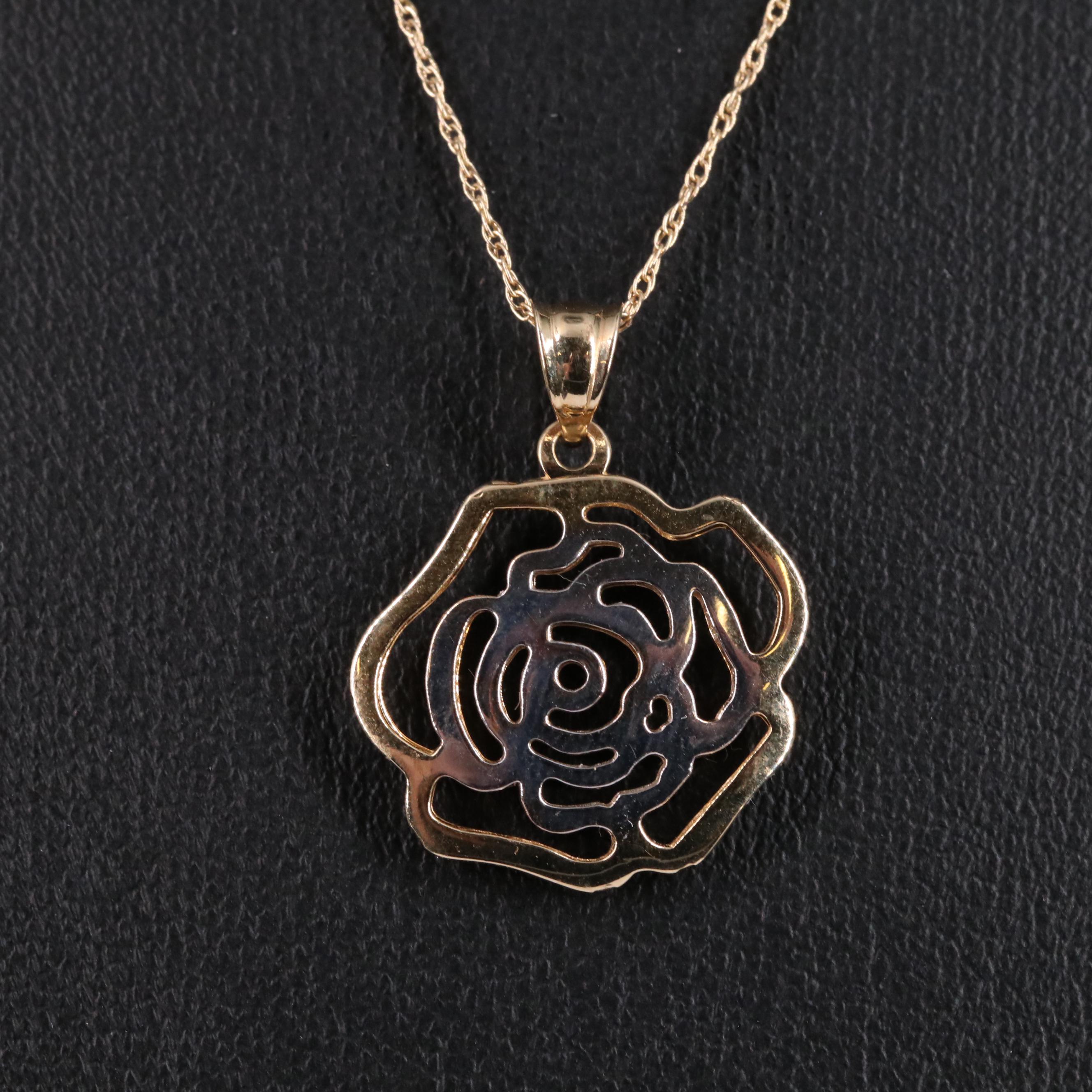 14K Flower Pendant Necklace