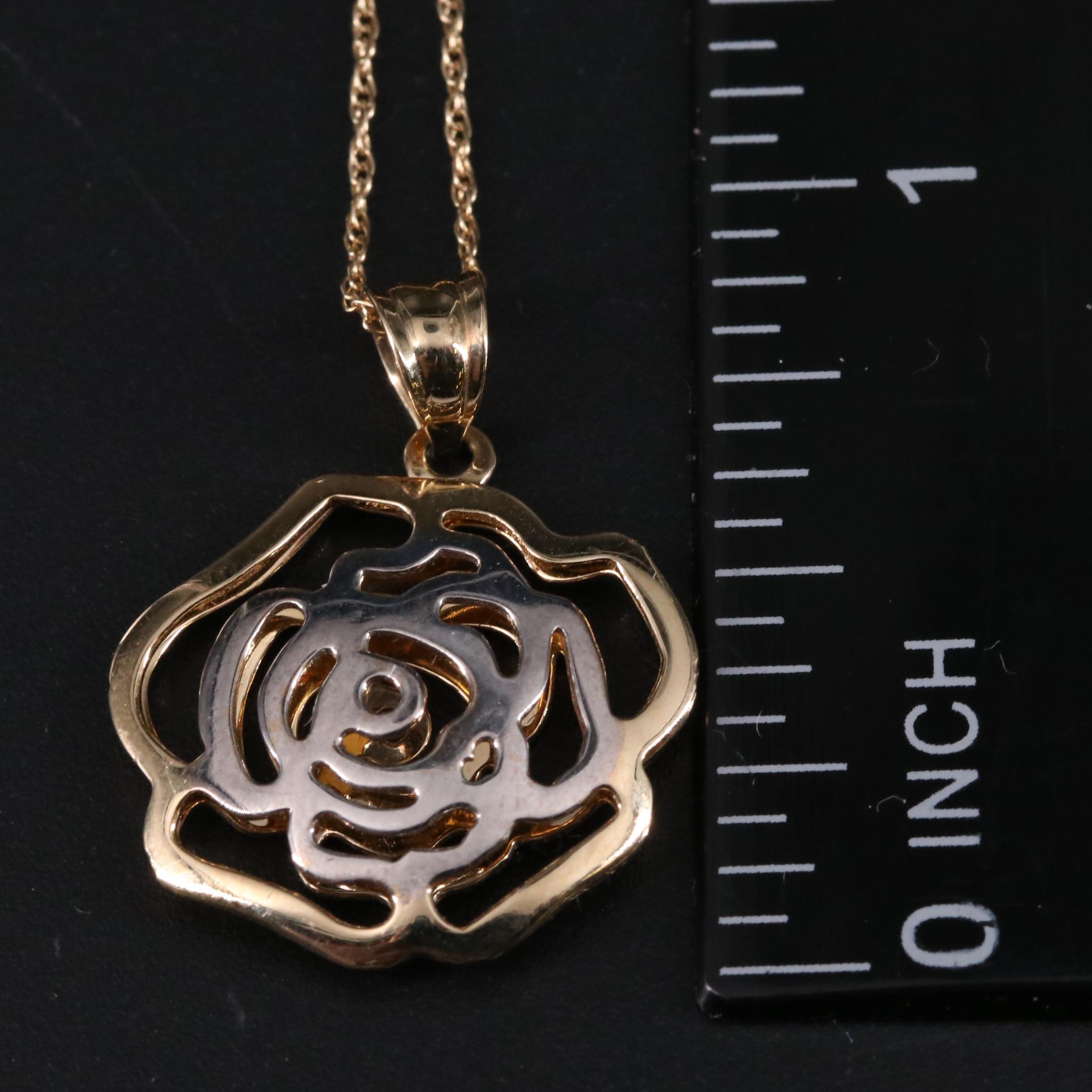 14K Flower Pendant Necklace