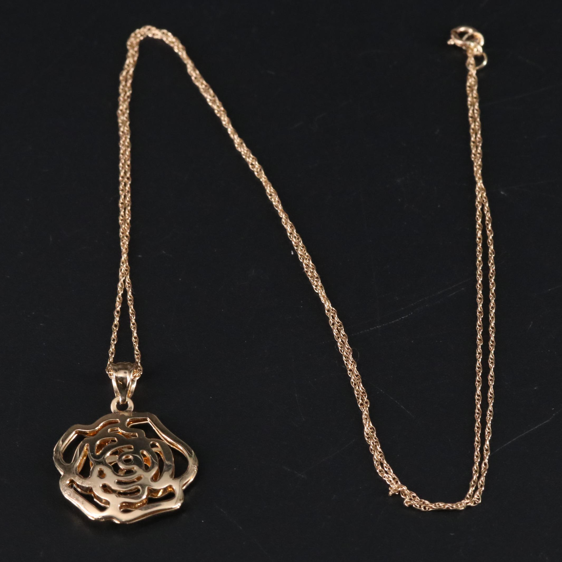 14K Flower Pendant Necklace