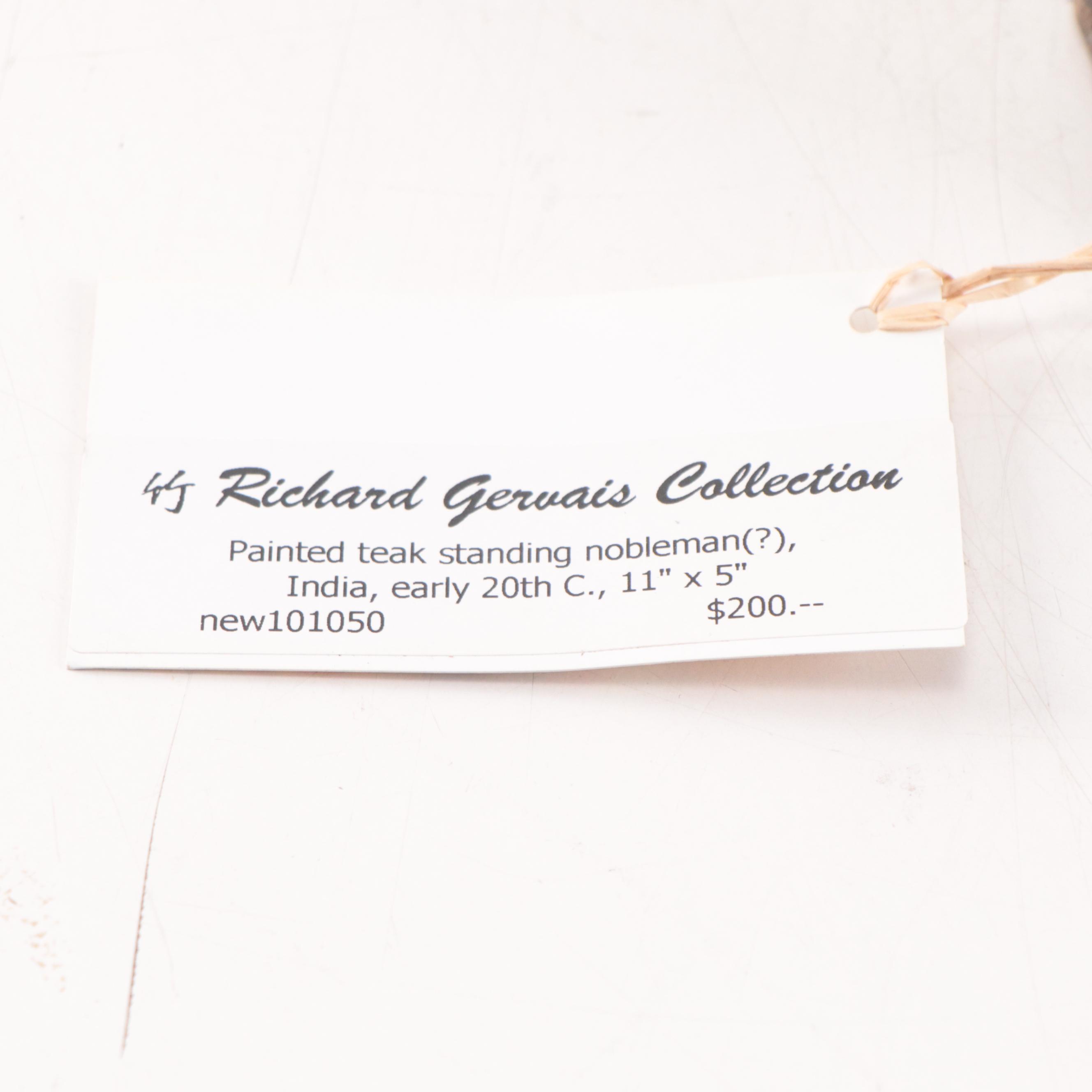 Indian Polychrome Carved Teak Figure of a Male Dancer, Early 20th Century