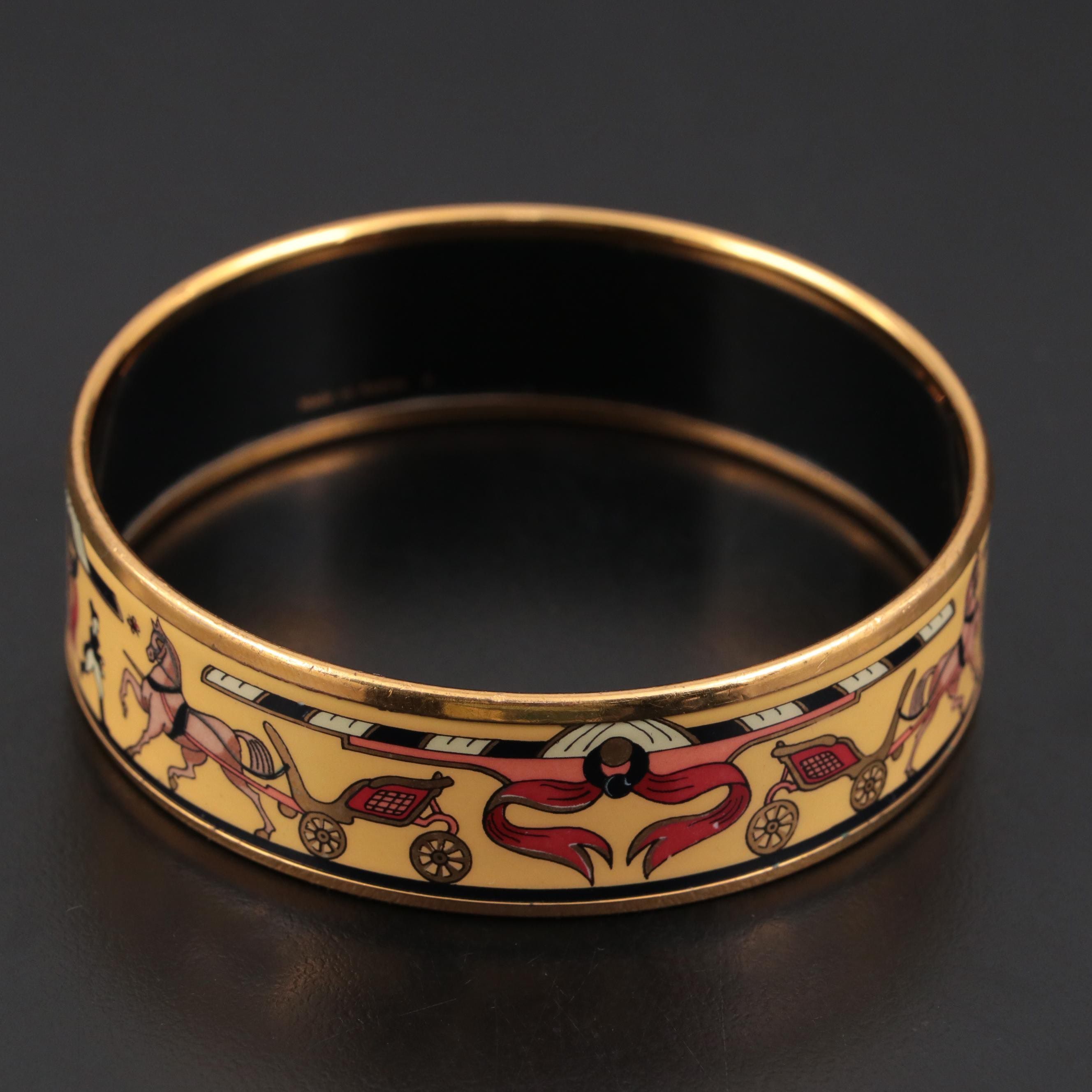 Hermès "Alfred DeDreux Peintre du Cheval" Wide Enamel Bangle