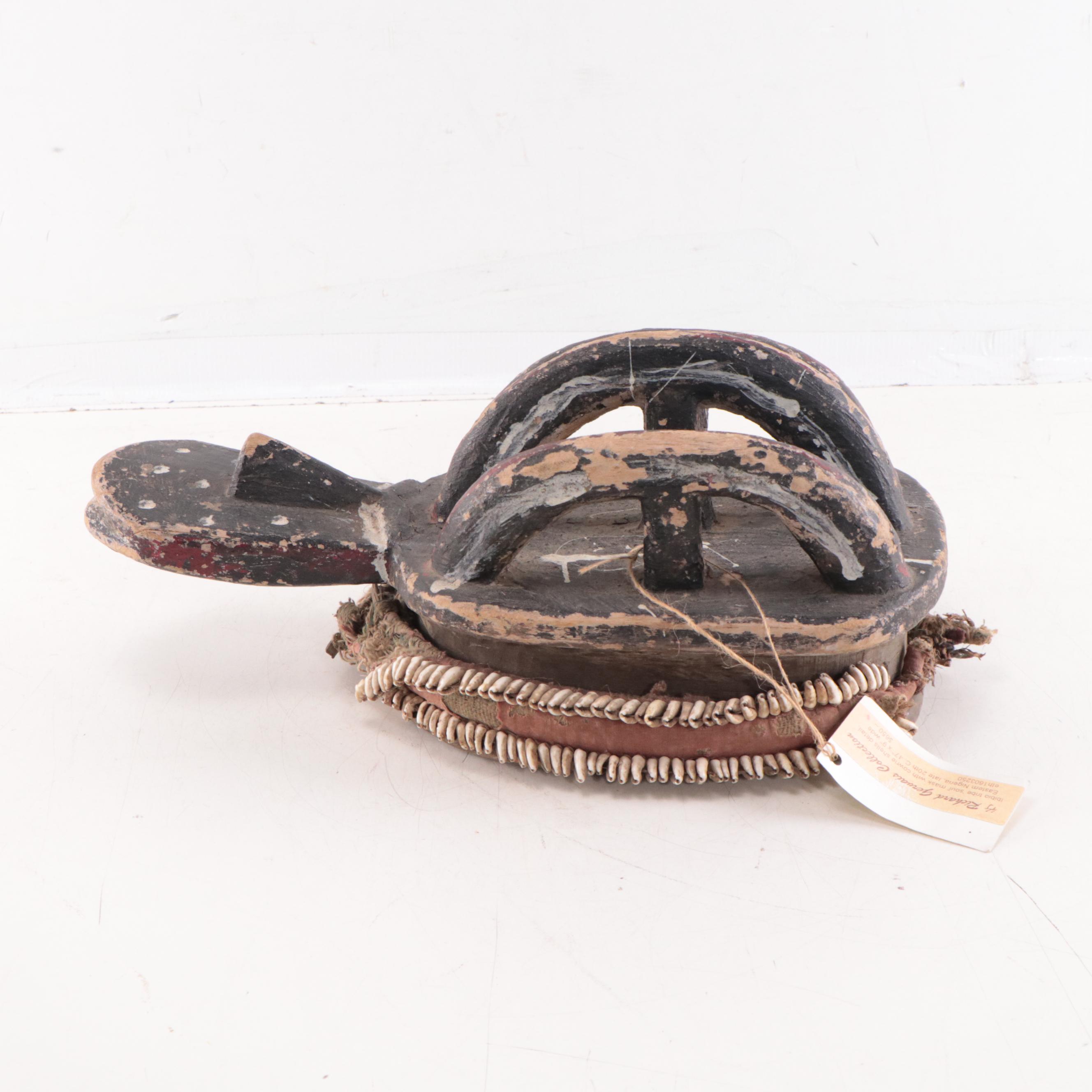 Ibibio Style Carved Wood and Cowrie "Soul" Mask