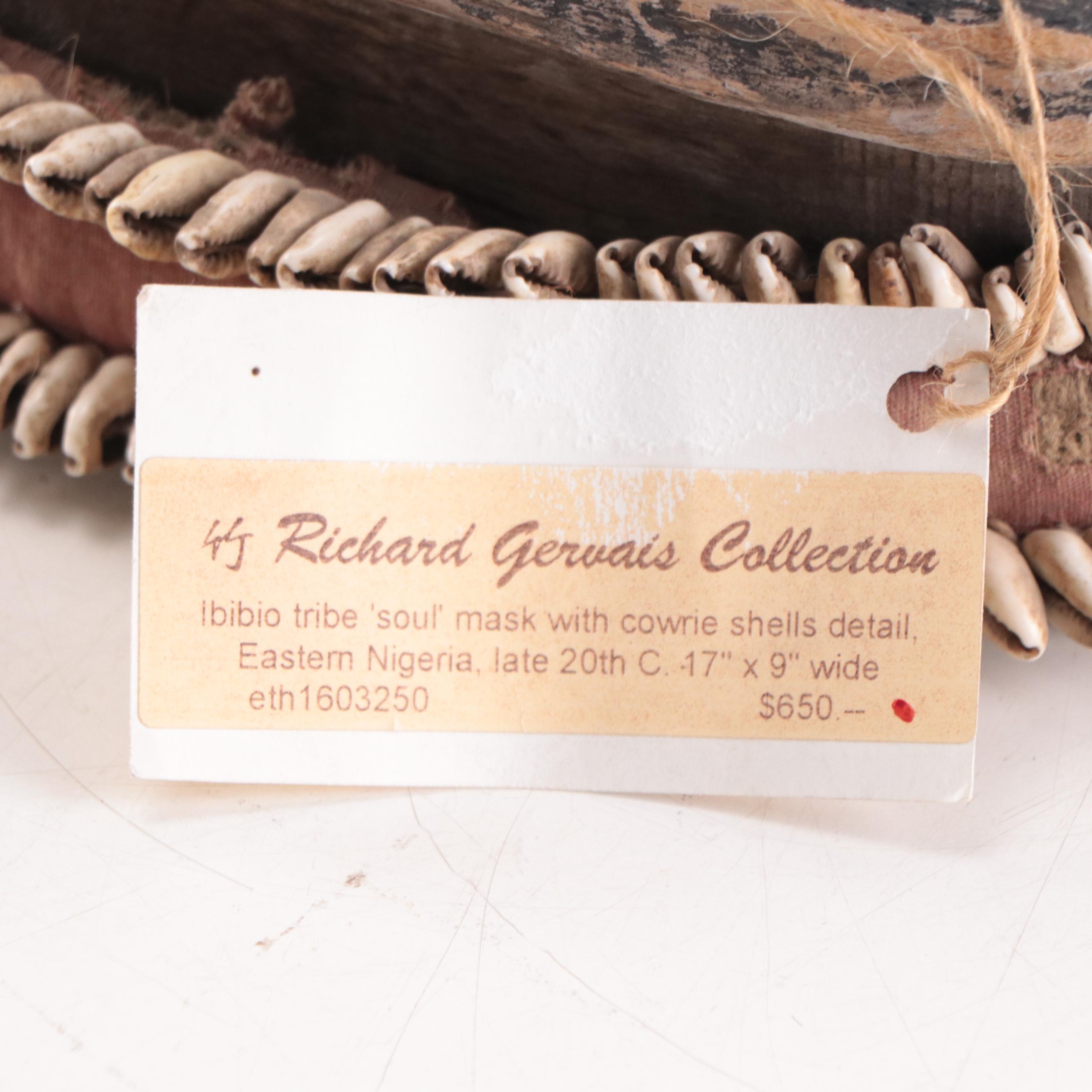 Ibibio Style Carved Wood and Cowrie "Soul" Mask