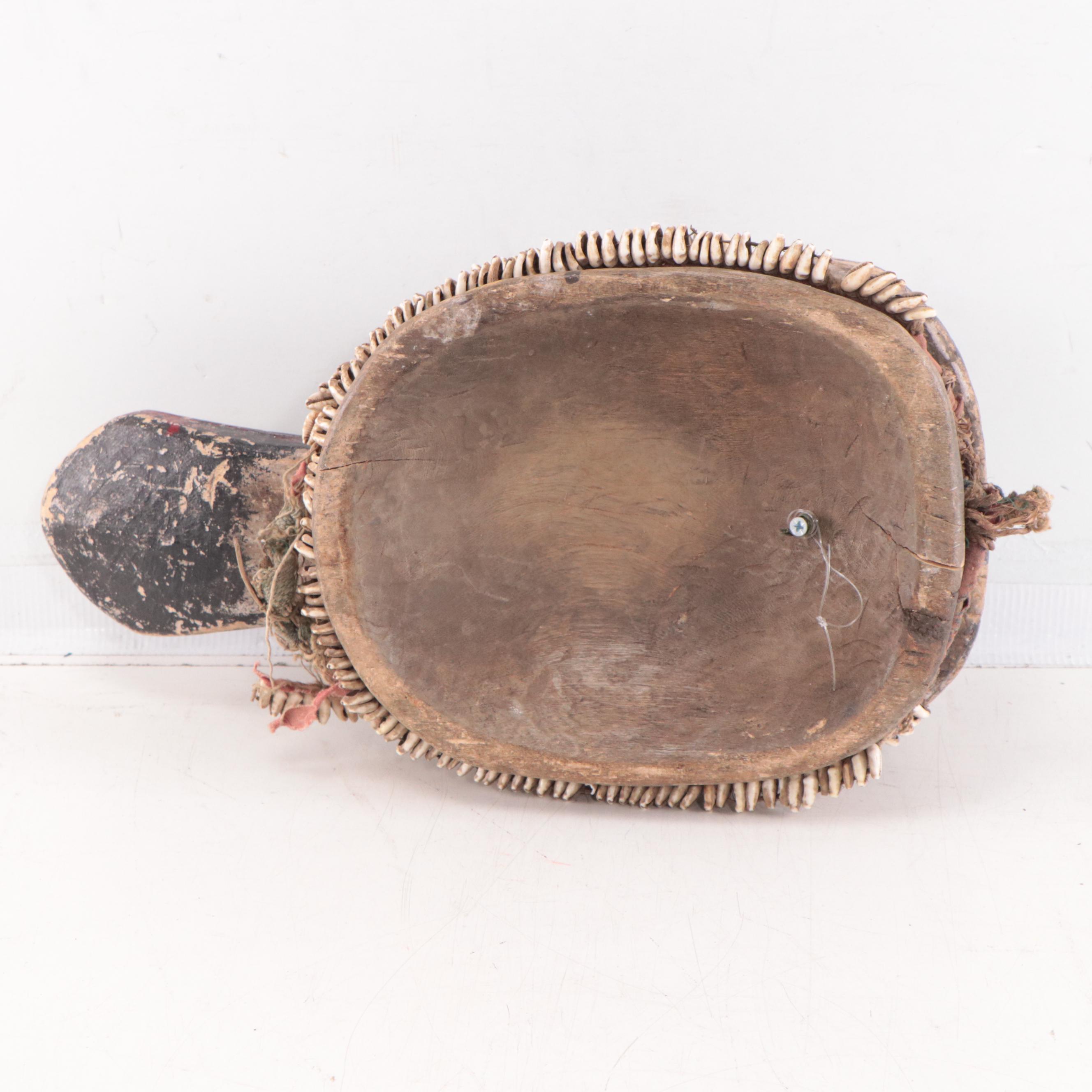 Ibibio Style Carved Wood and Cowrie "Soul" Mask