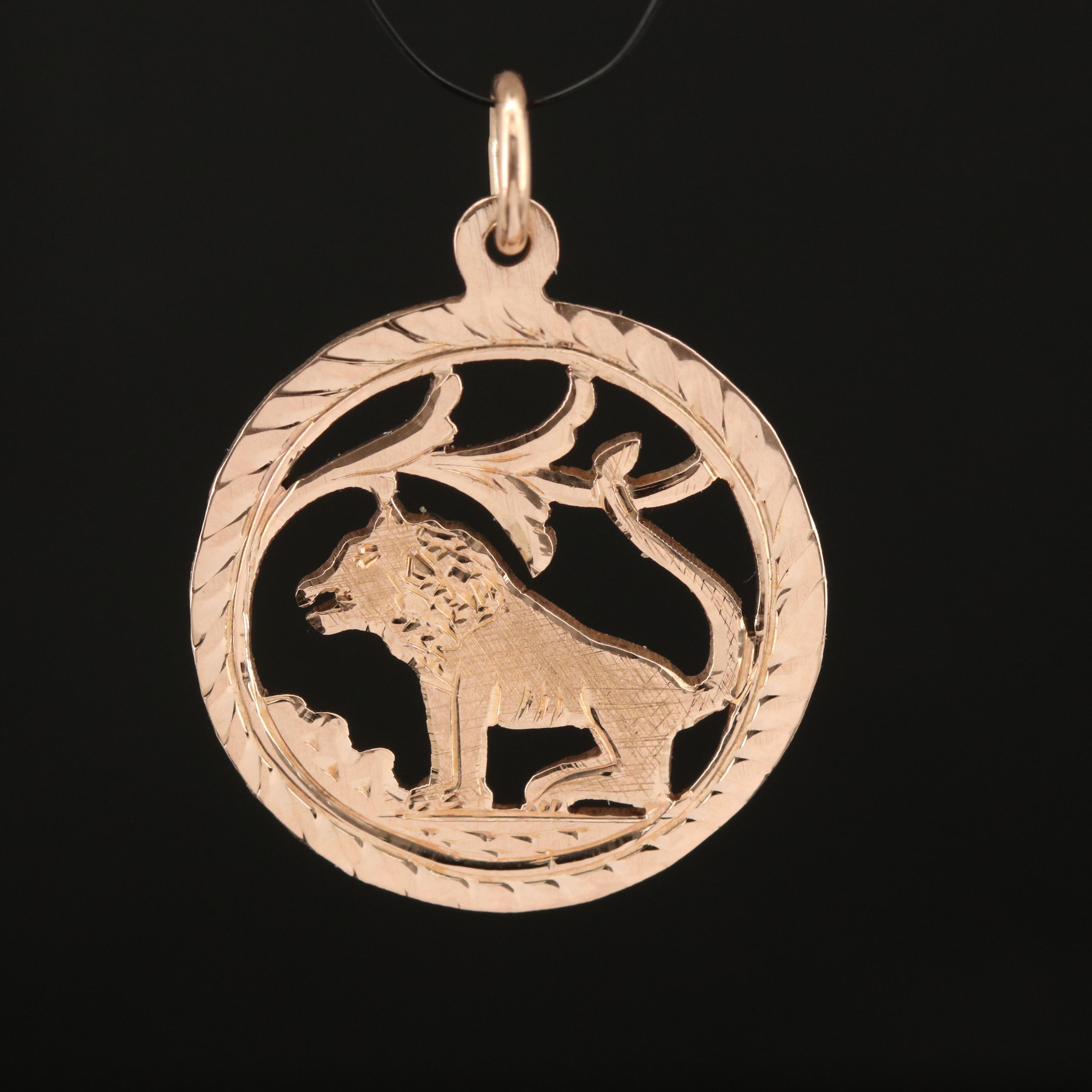 10K Rose Gold Lion Pendant