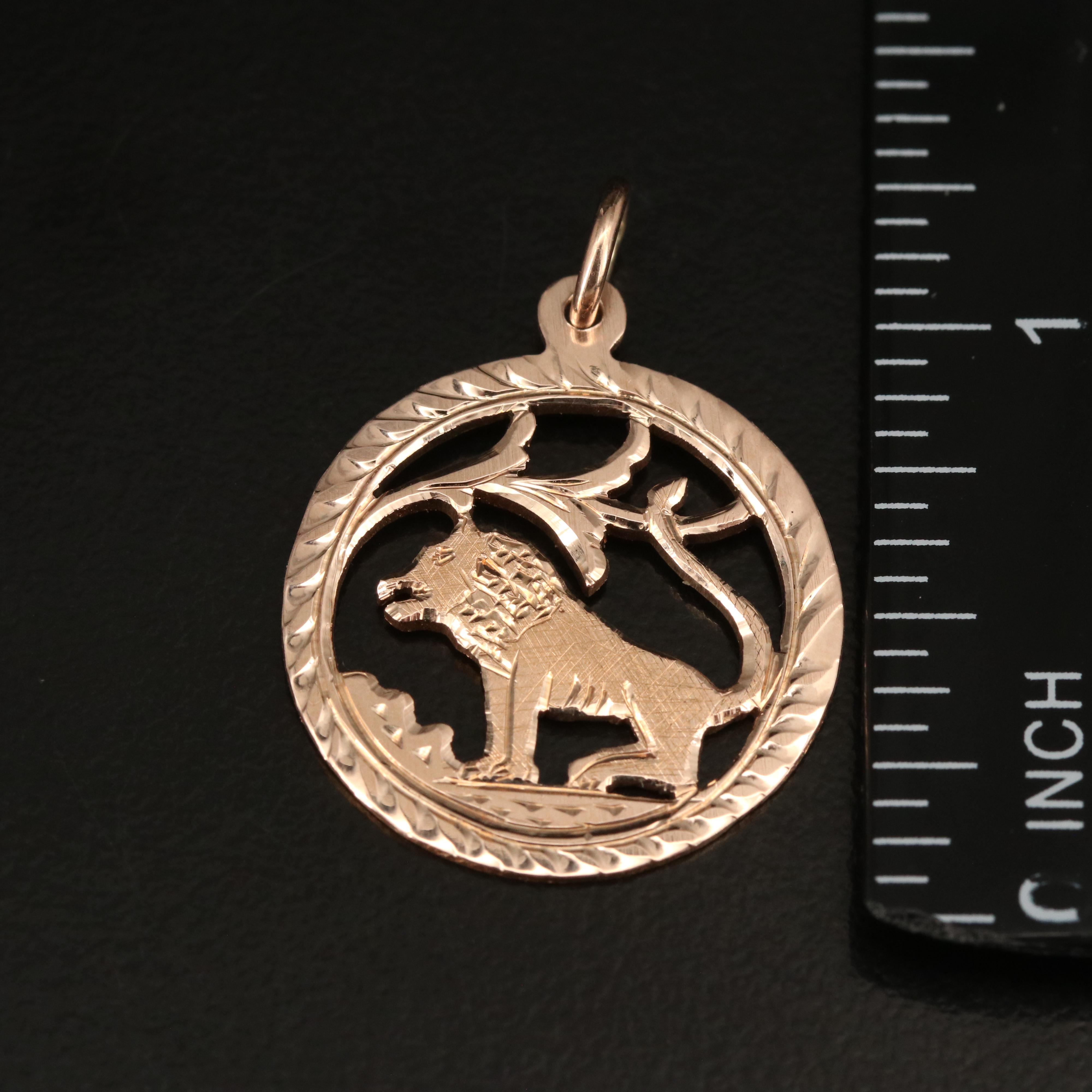 10K Rose Gold Lion Pendant