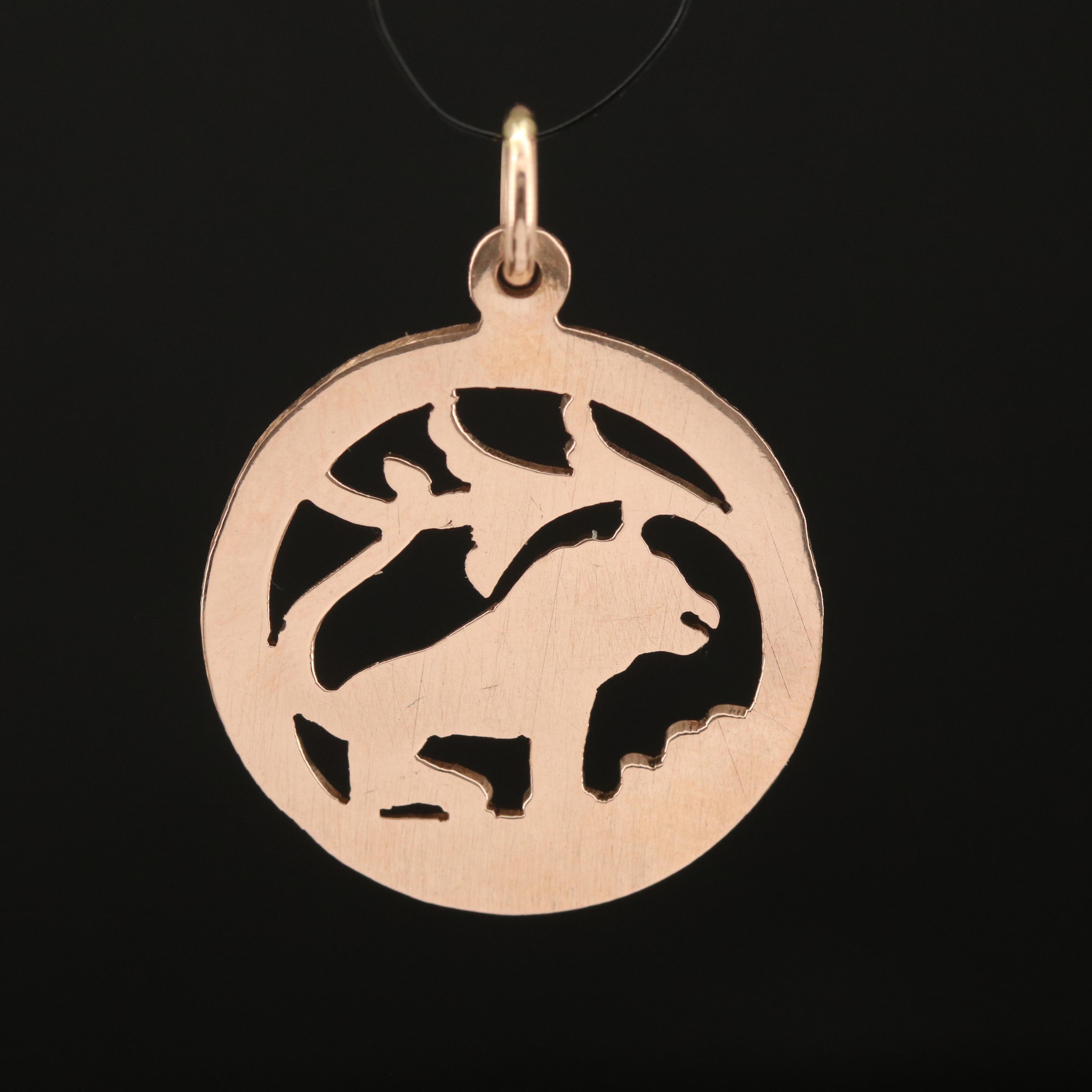 10K Rose Gold Lion Pendant