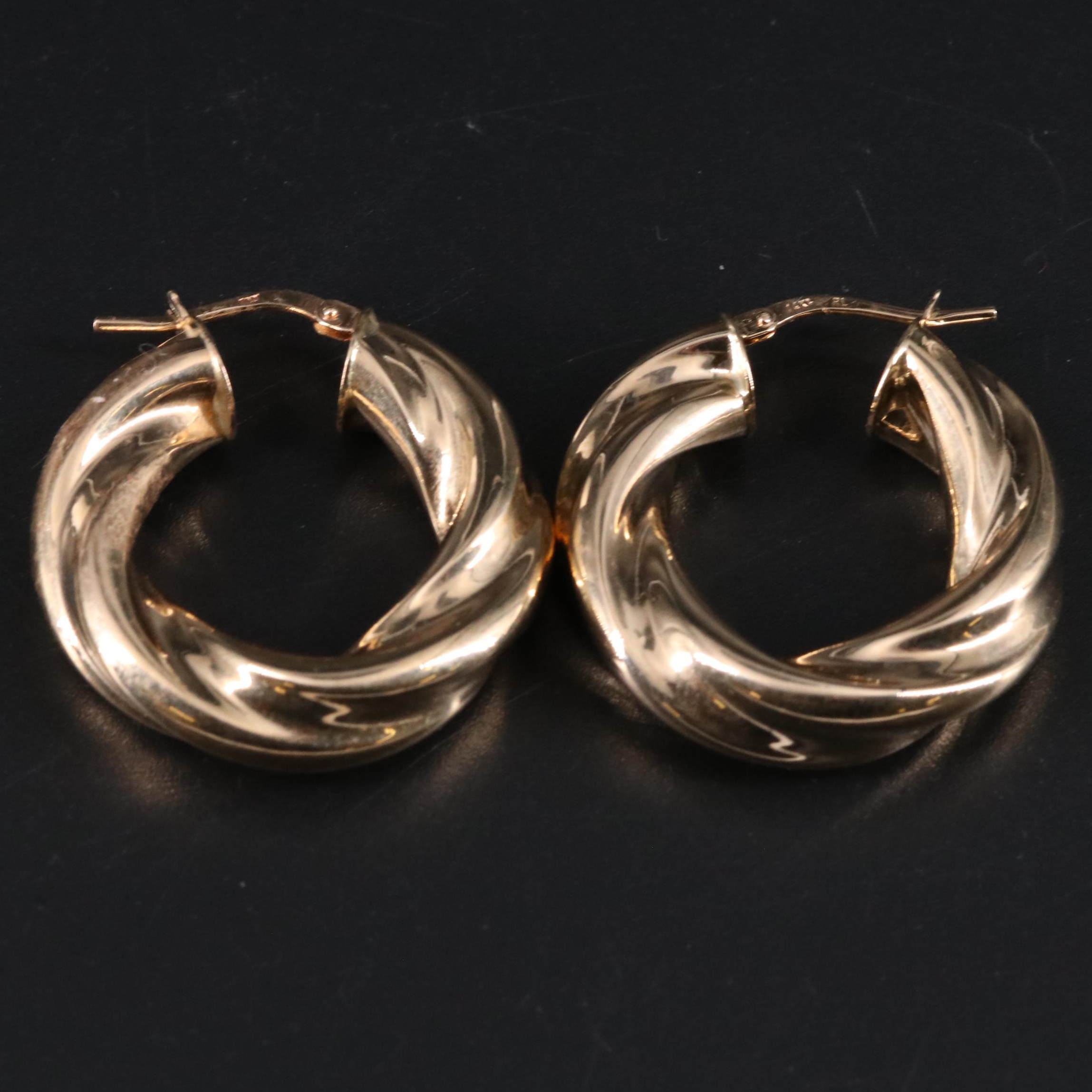 14K Twisted Hoop Earrings