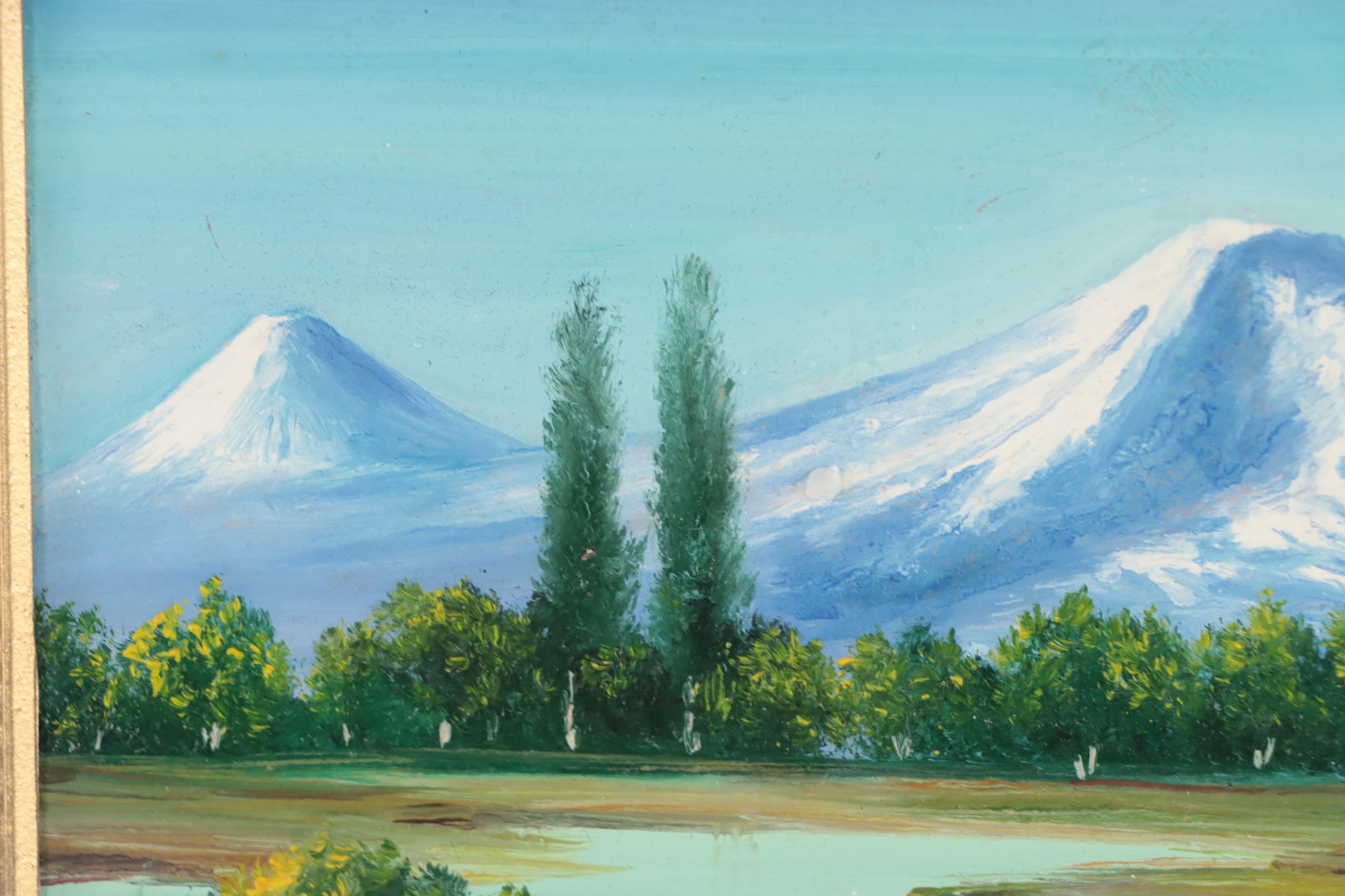 Mountain Lake Landscape Acrylic and Oil Paintings