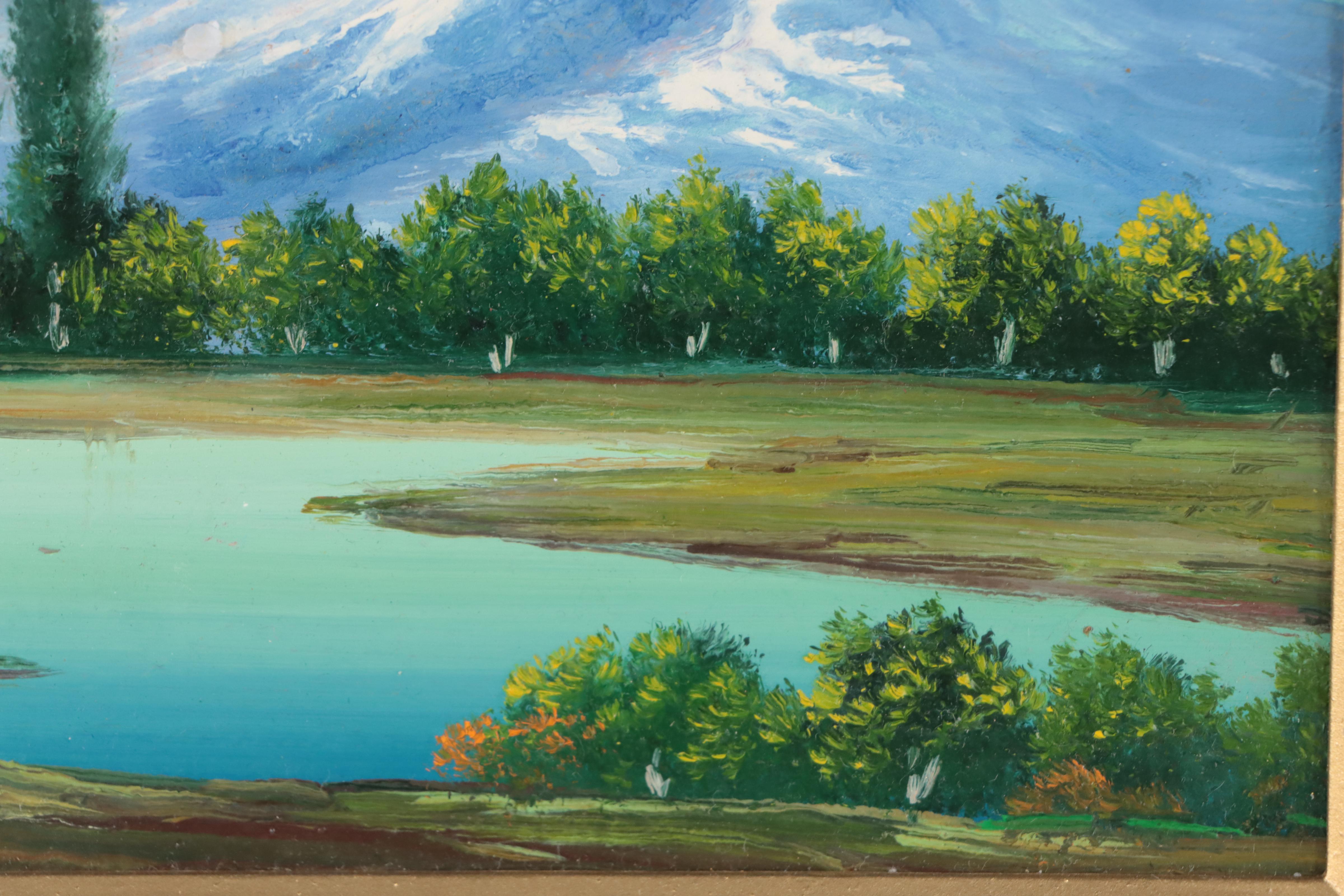 Mountain Lake Landscape Acrylic and Oil Paintings