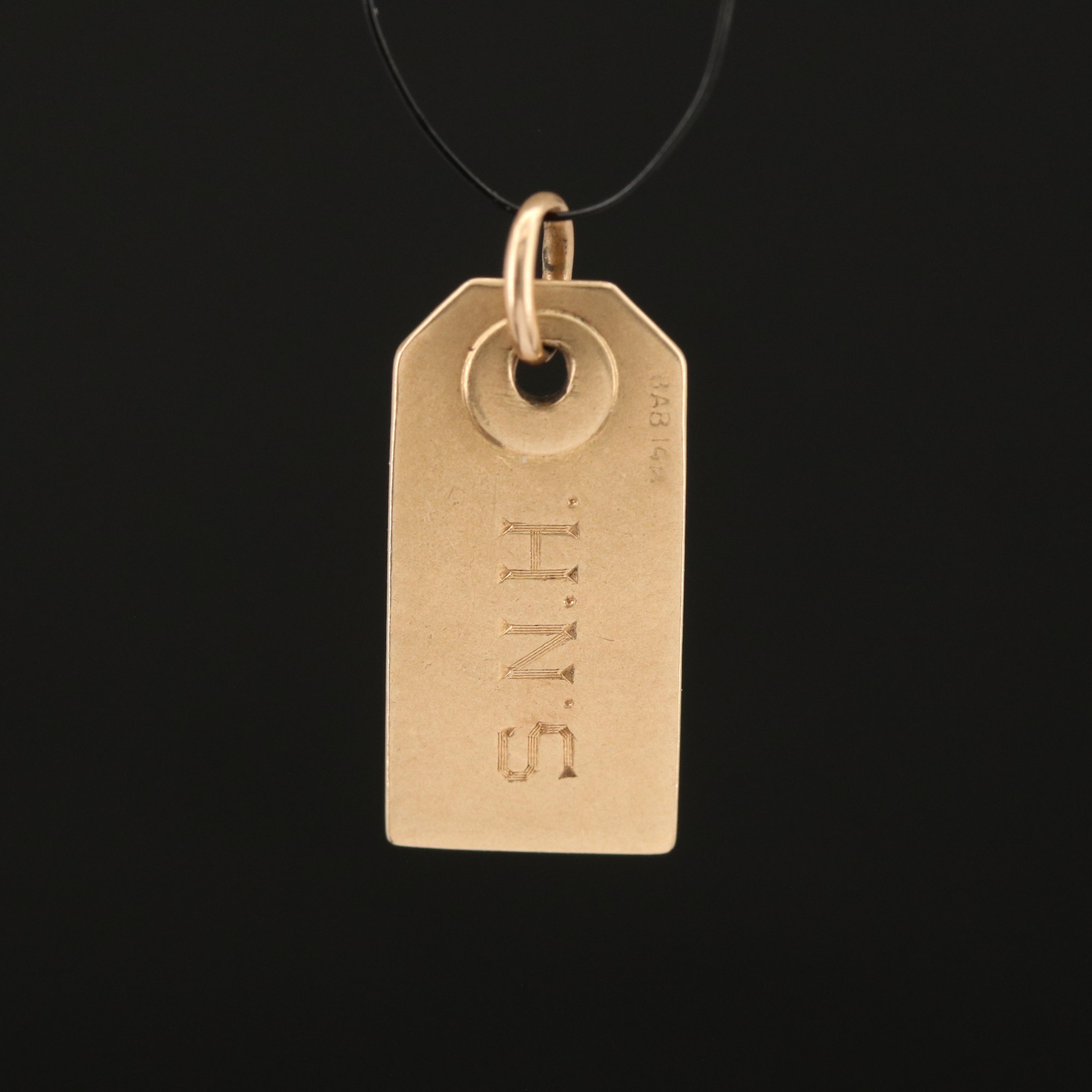 14K Personalized Gift Tag Charm